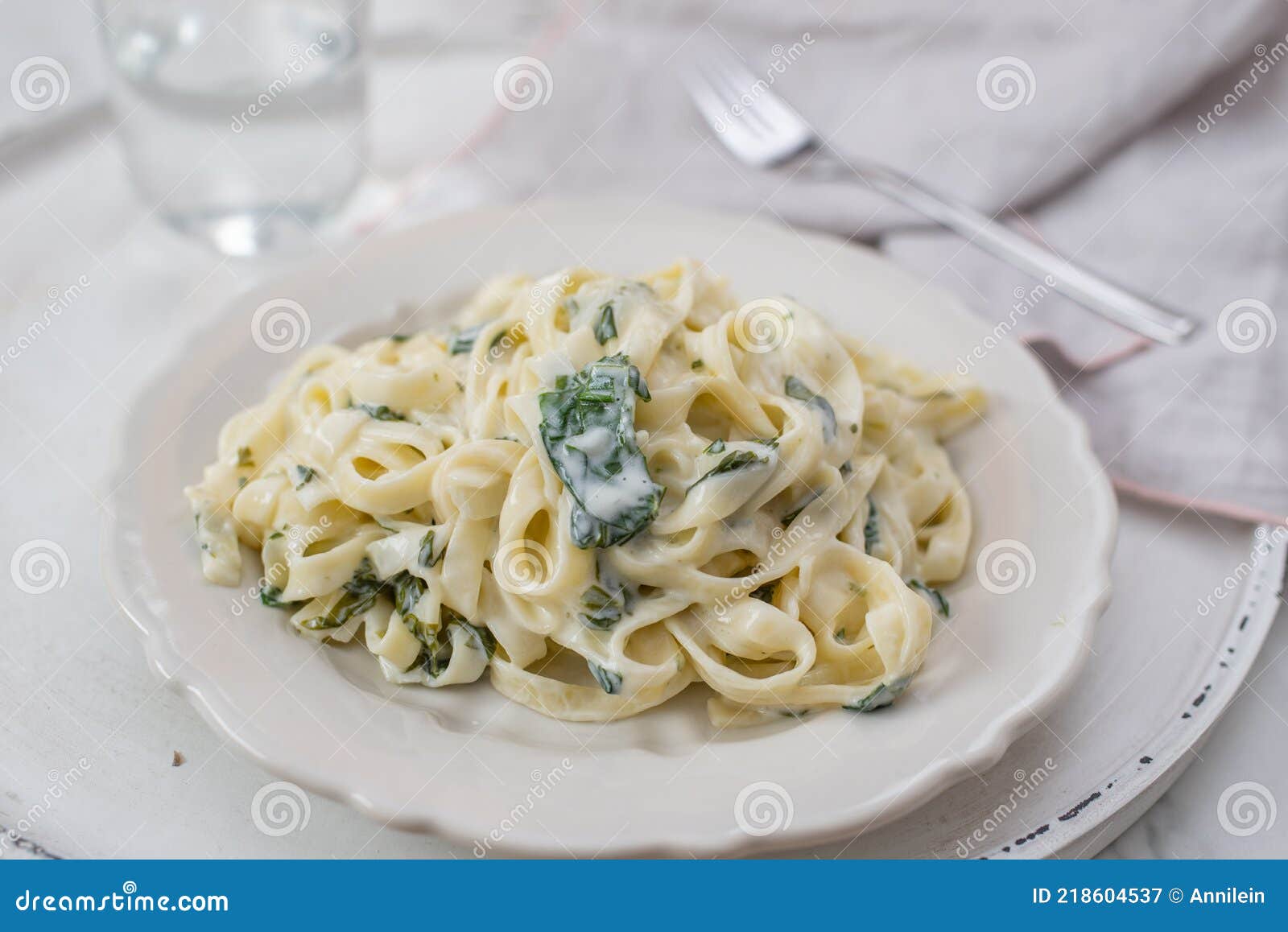 Tagliatelle Pasta with a Creamy Wild Garlic Sauce Stock Image Image of bear, kitchen 218604537