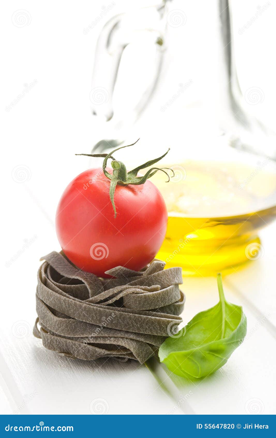 Tagliatelle Pasta with Tomato and Basil Leaf Stock Photo Image of nutrition, basil 55647820
