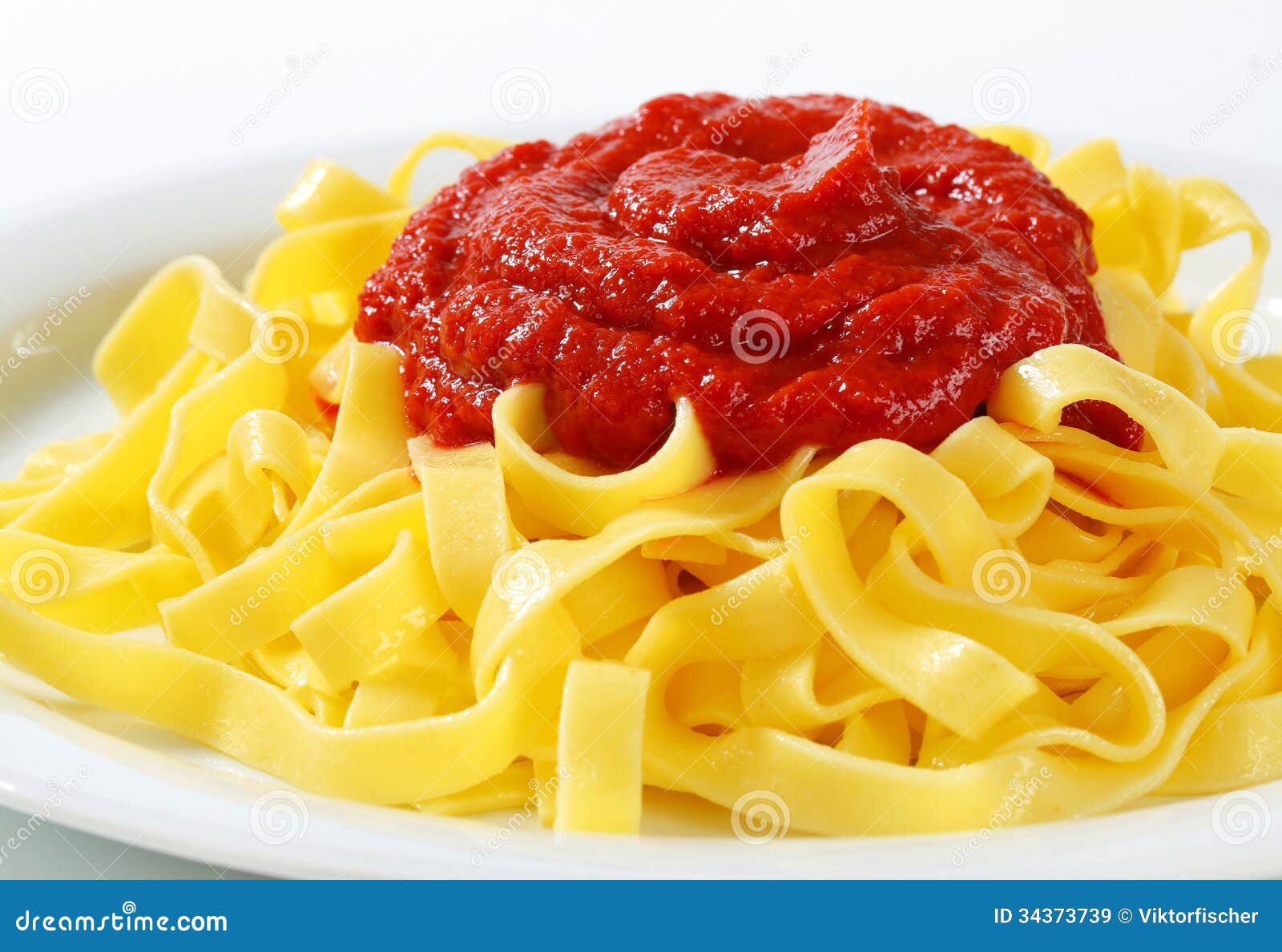 Tagliatelle Pasta with Tomato Paste Stock Image Image of meatless