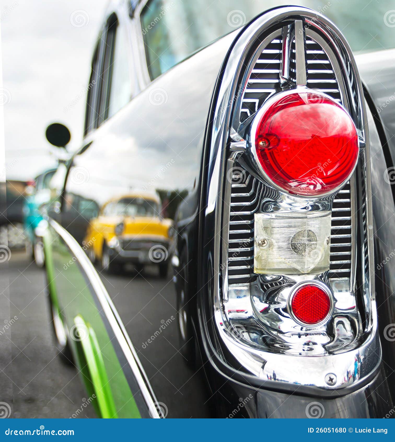 Tail Light of a Classic American Car Stock Photo Image of green