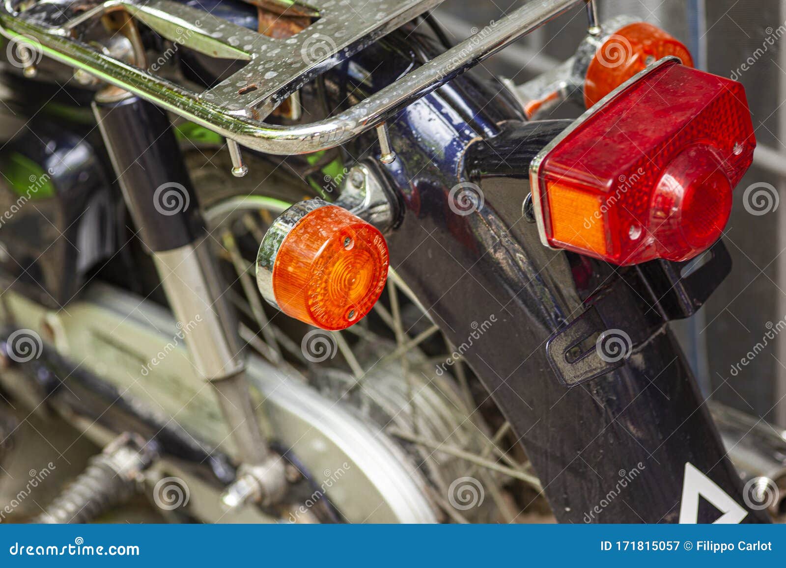 Tail Light of a Vintage Motorcycle Stock Image Image of back, modern