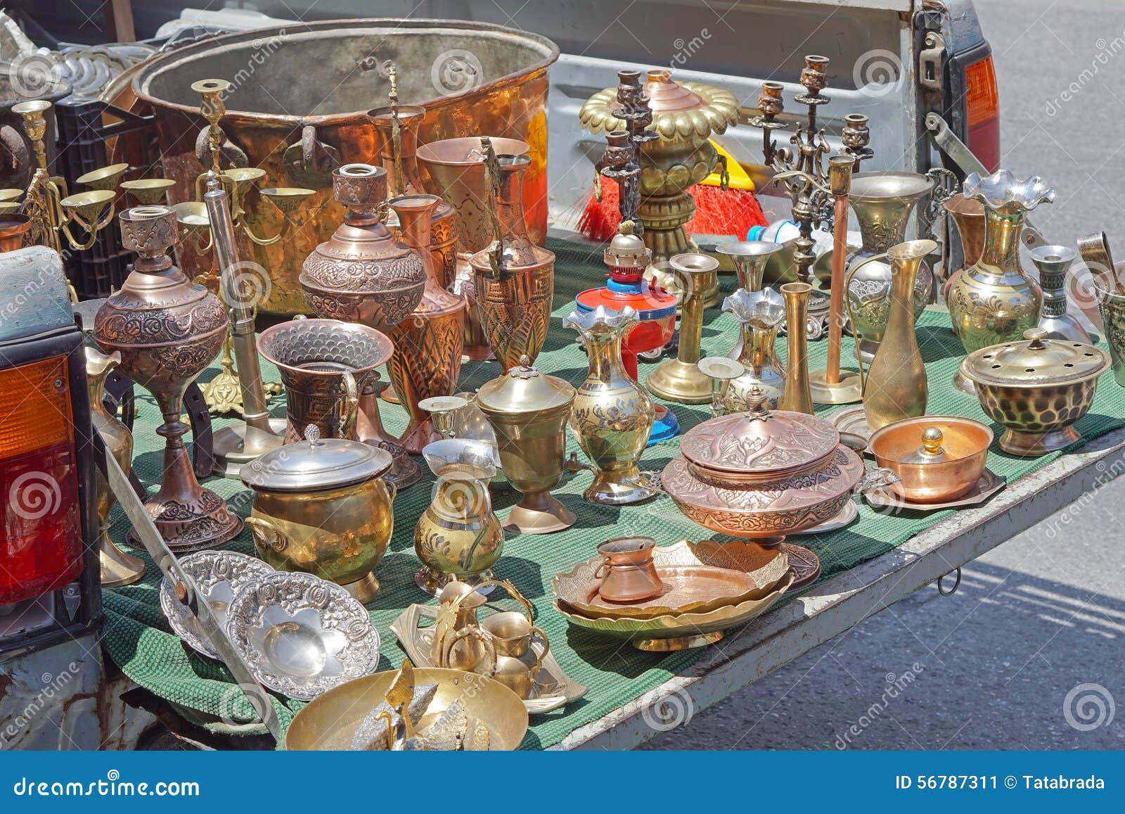 Tailgate sale stock image. Image of flea, gold, bronze 56787311