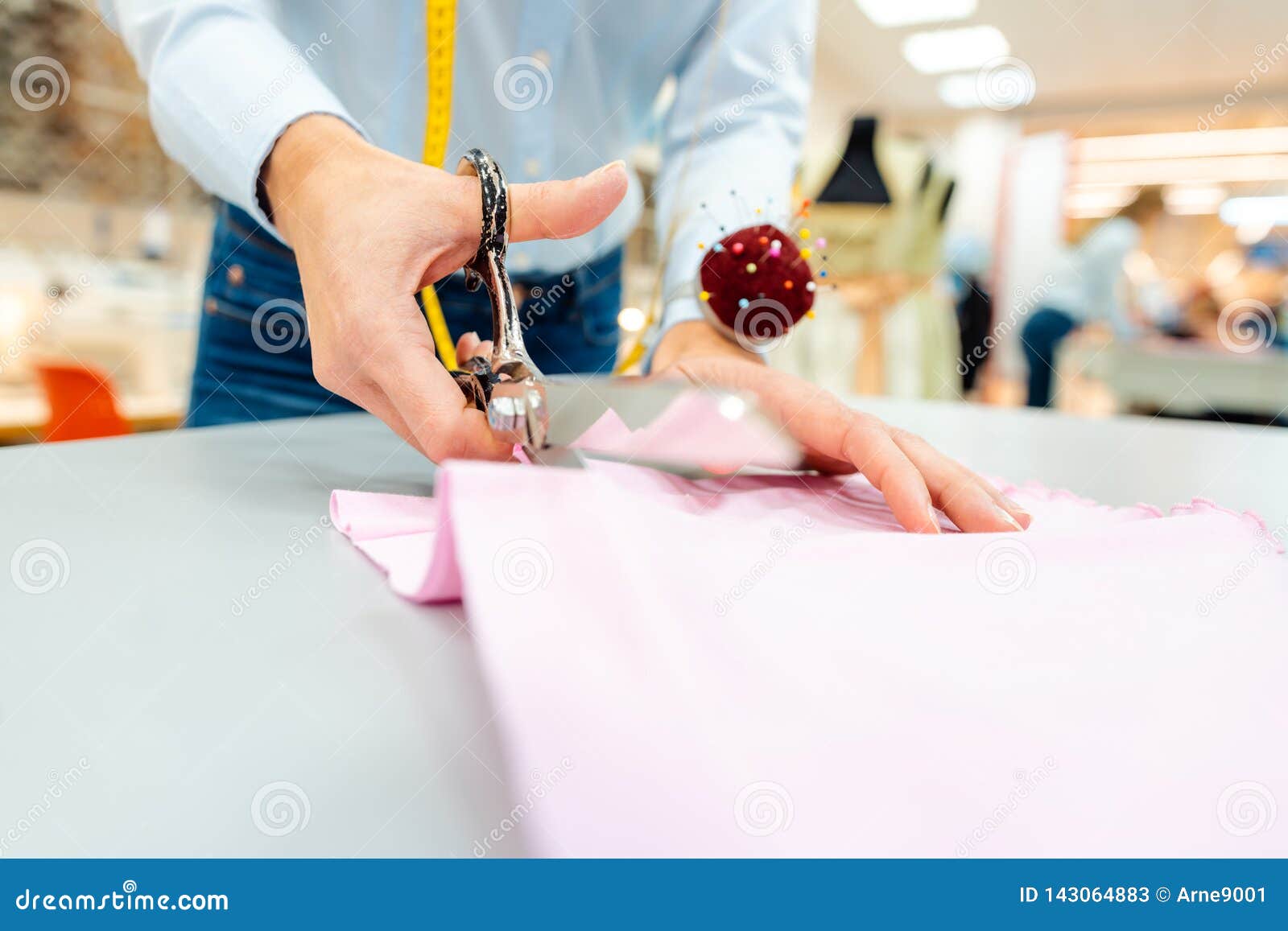 Tailor Cutting Fabric with Scissors Stock Image - Image of fabric, work ...