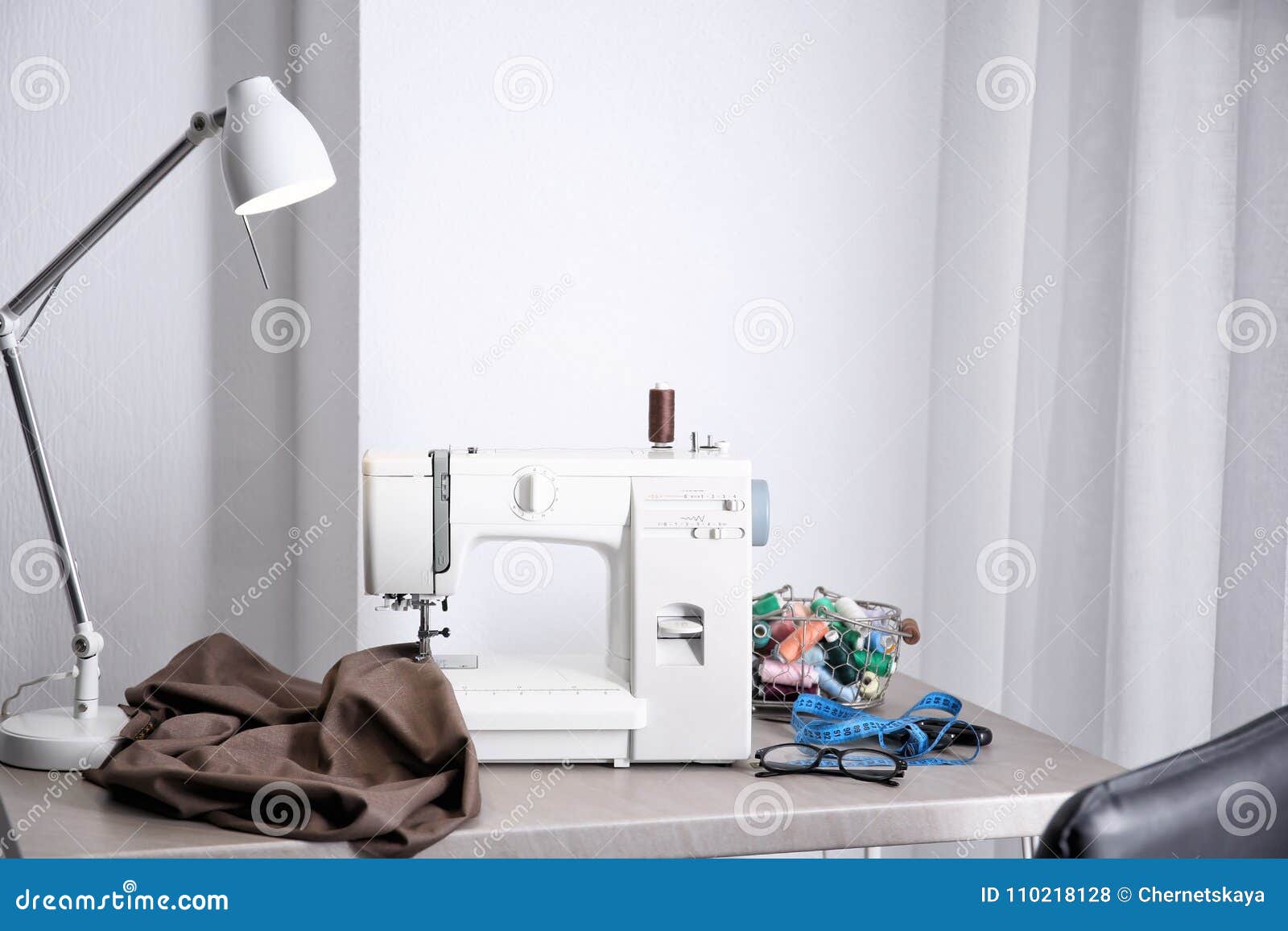 Tailor Desk with Modern Machine Stock Photo Image of hobby, designer