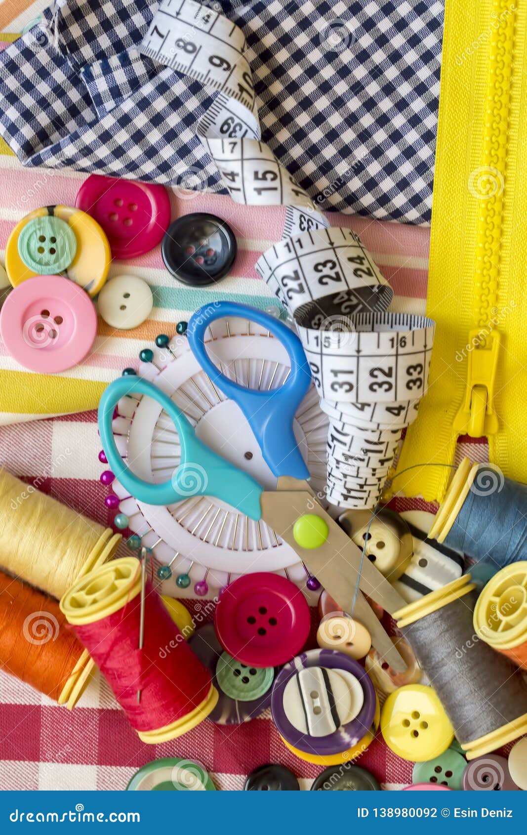 Tailor Materials; Colored Spool Rope and Buttons Stock Photo - Image of ...