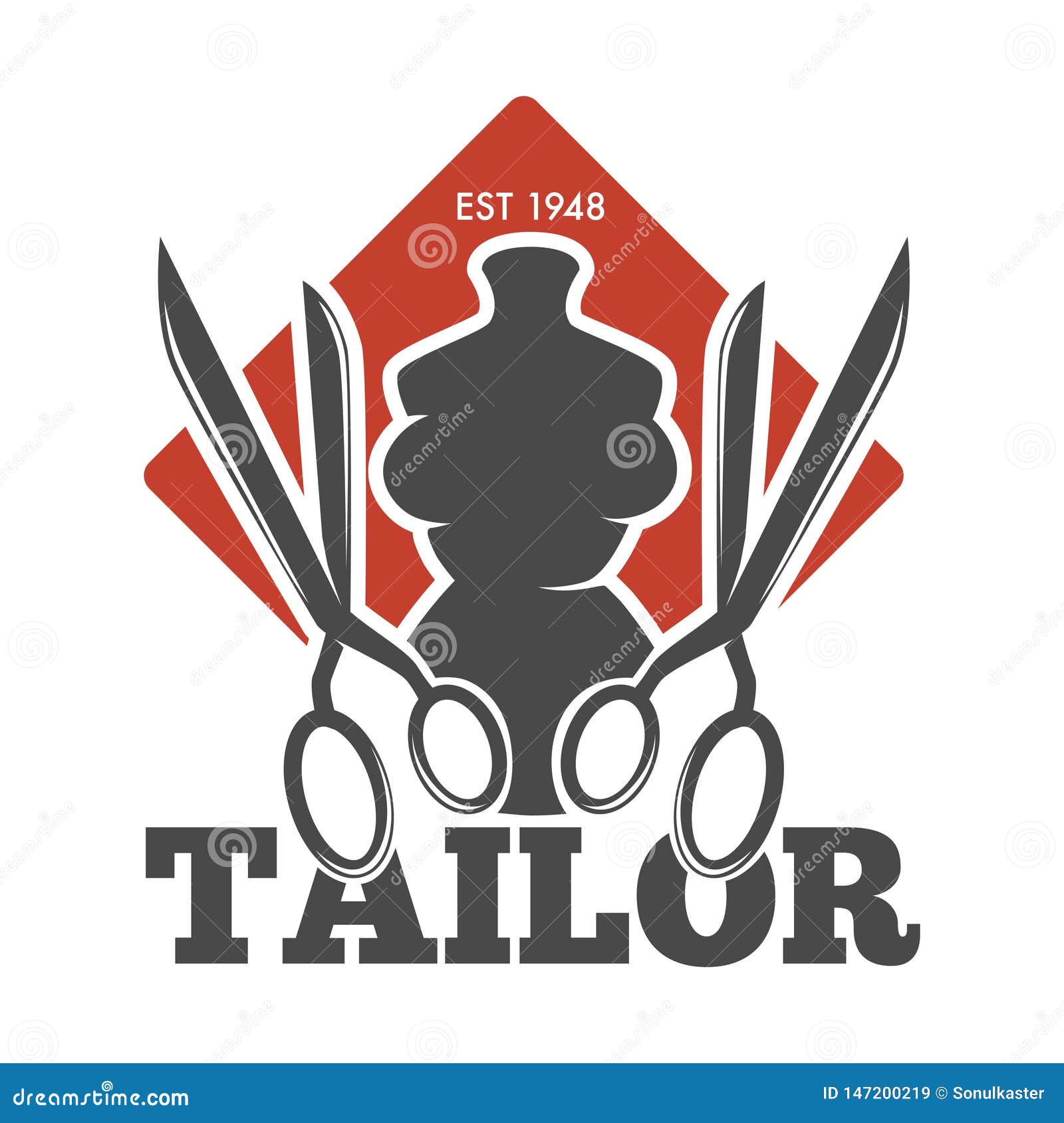Tailor Service or Atelier Mannequin and Scissors Isolated Icon Stock ...