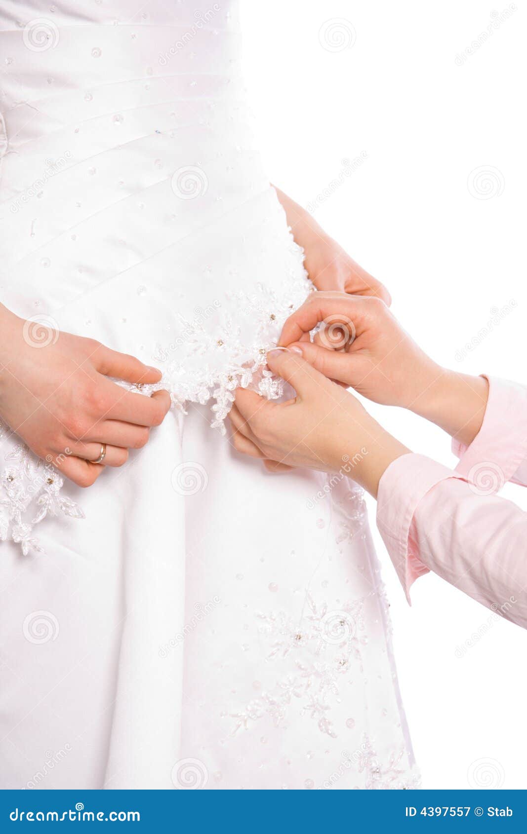 tailor sew dress of bride