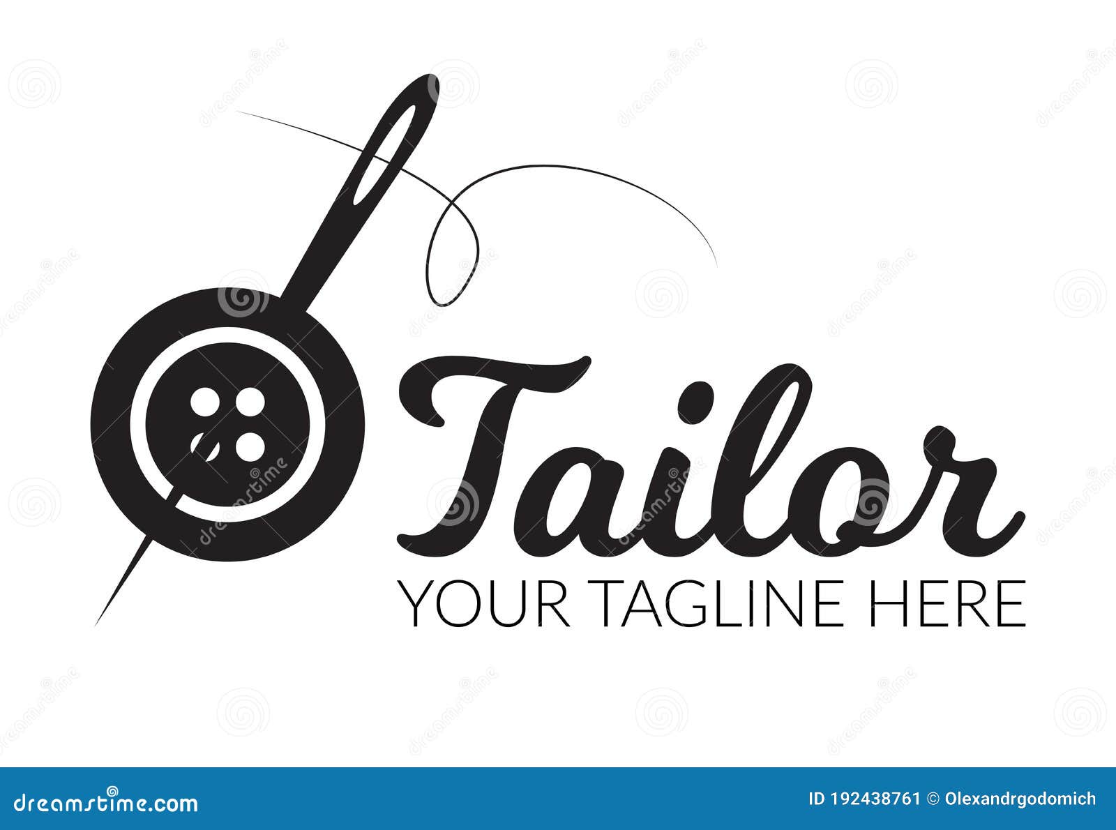 Tailor Sewing Needle with Sewing Button Logotype. Tailor Logo Template