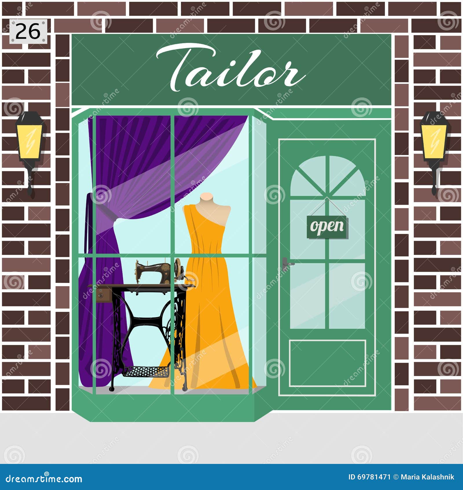 Tailor shop building. stock vector. Illustration of culture - 69781471