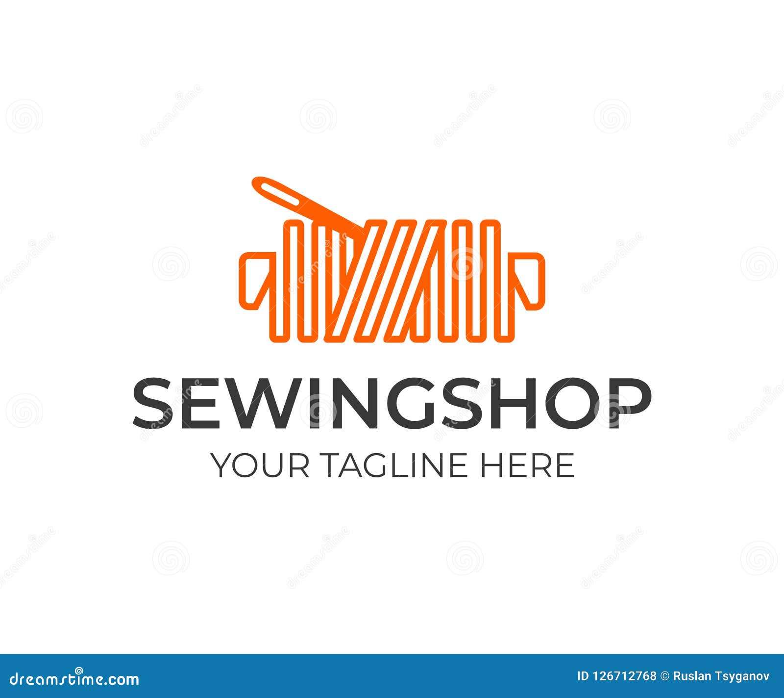 Tailor Shop Logo Design Thread With Needle Vector Design Stock