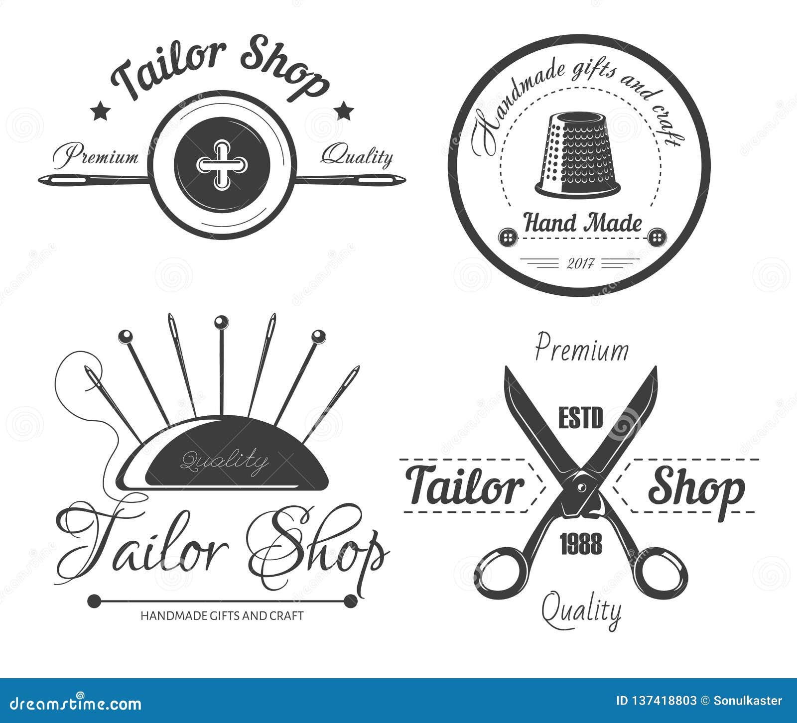 Tailor Shop Logo for Dressmaker Atelier and Fashion Dress Tailoring ...