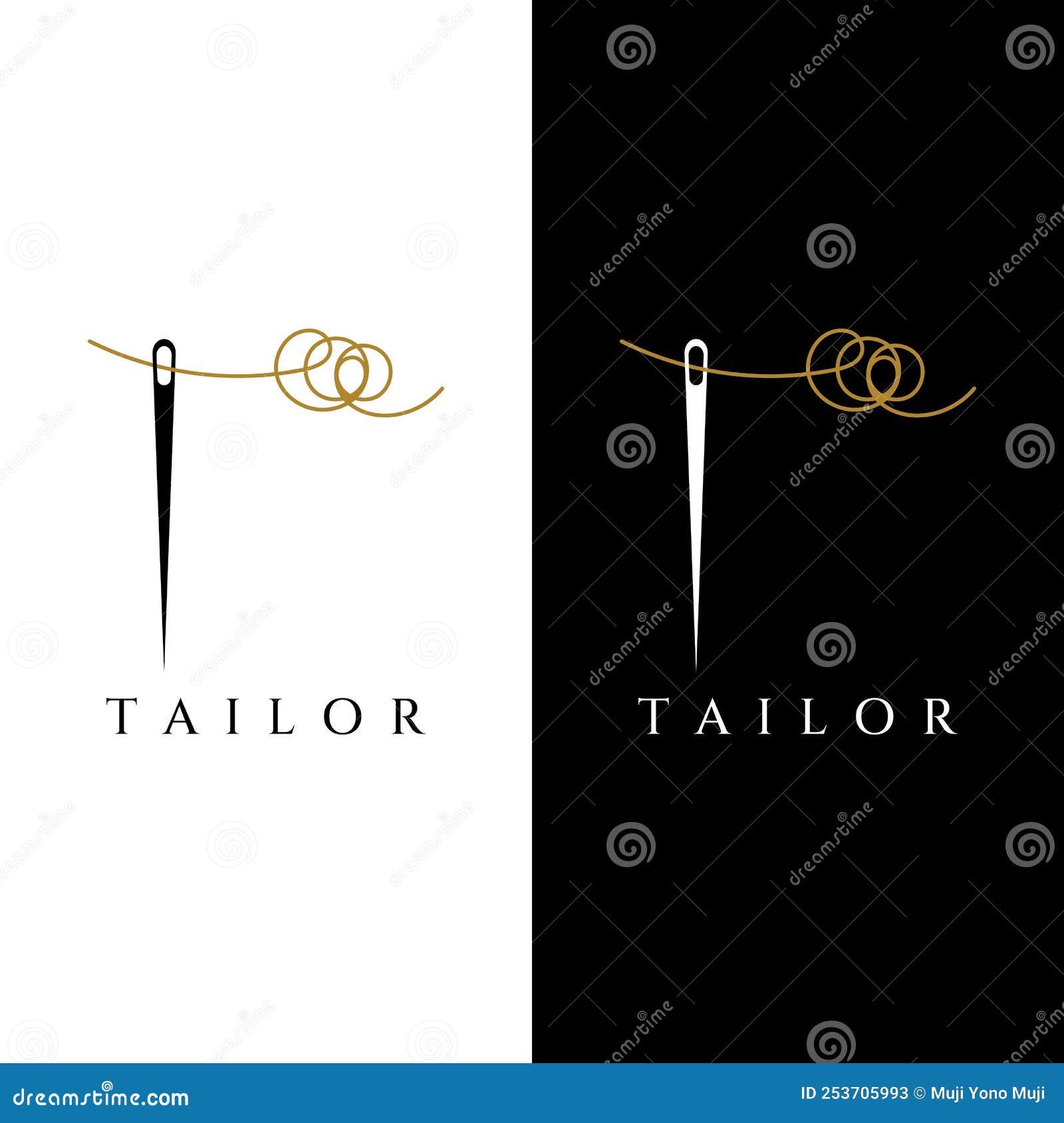 Tailor Silhouette Logo with Needle, Thread, Benik and Sewing Machine ...