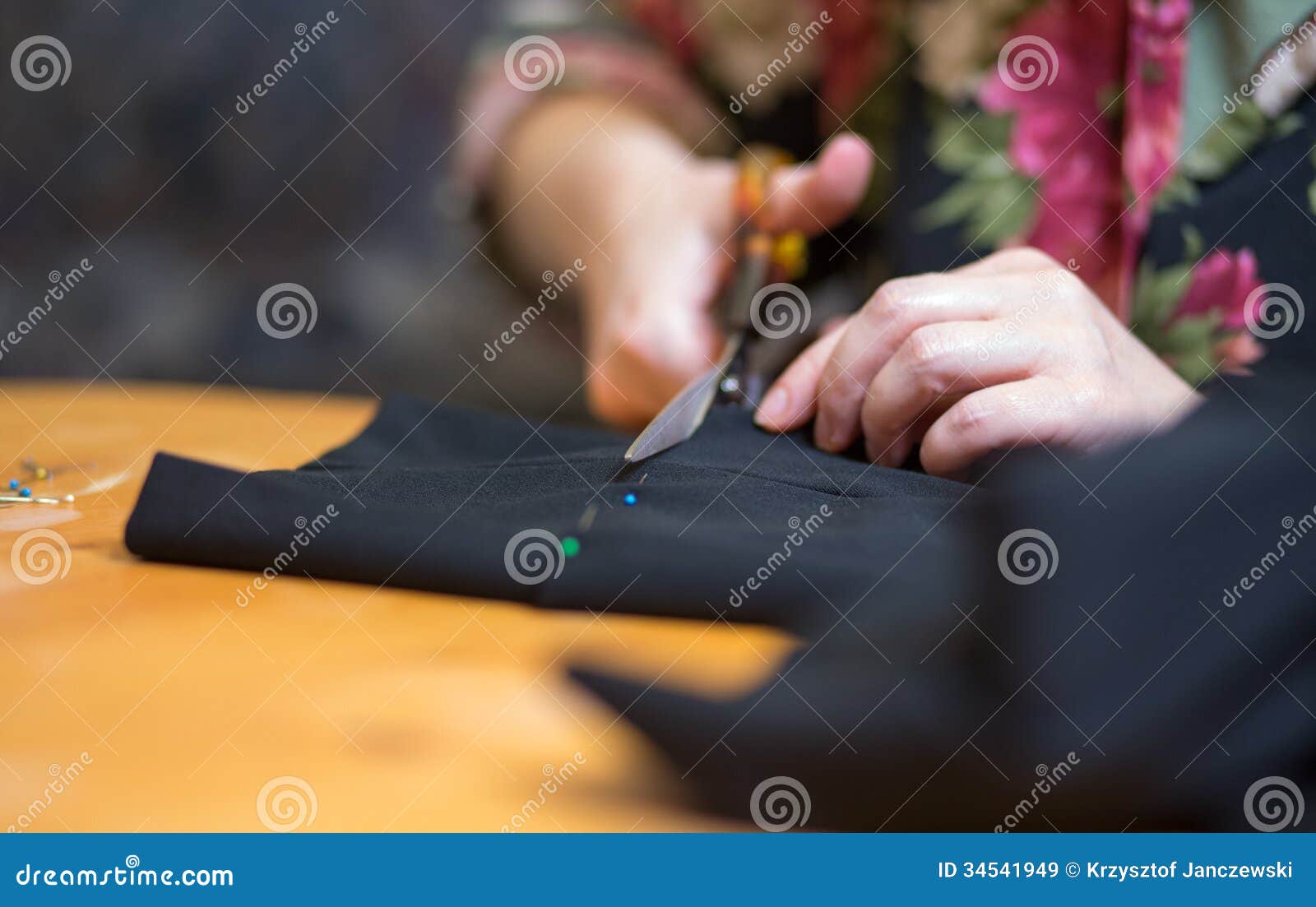 Tailor`s Work Desk. Pattern of Sewing Accessories and Tools on