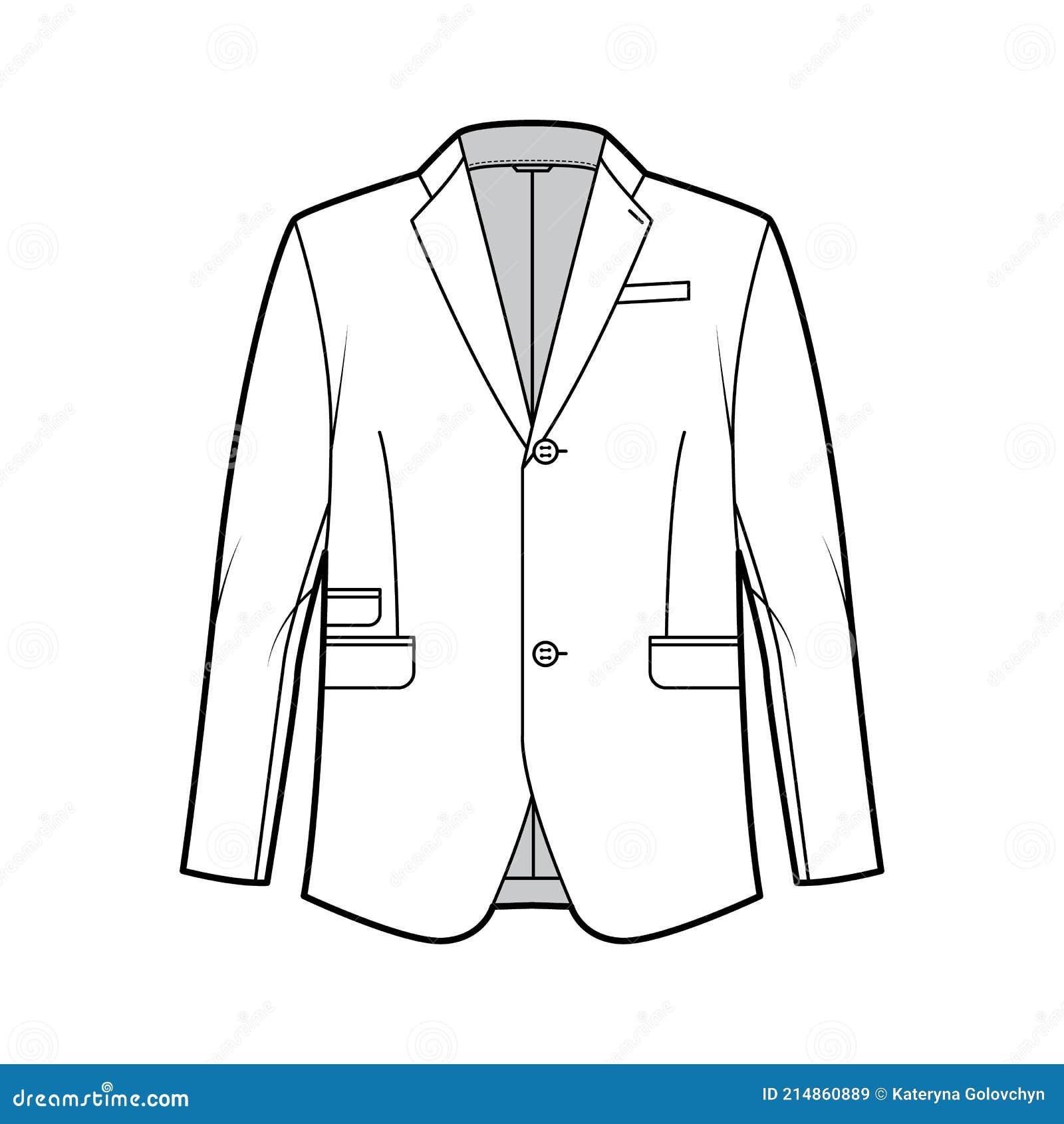 Tailored Jacket Lounge Suit Technical Fashion Illustration with Long ...