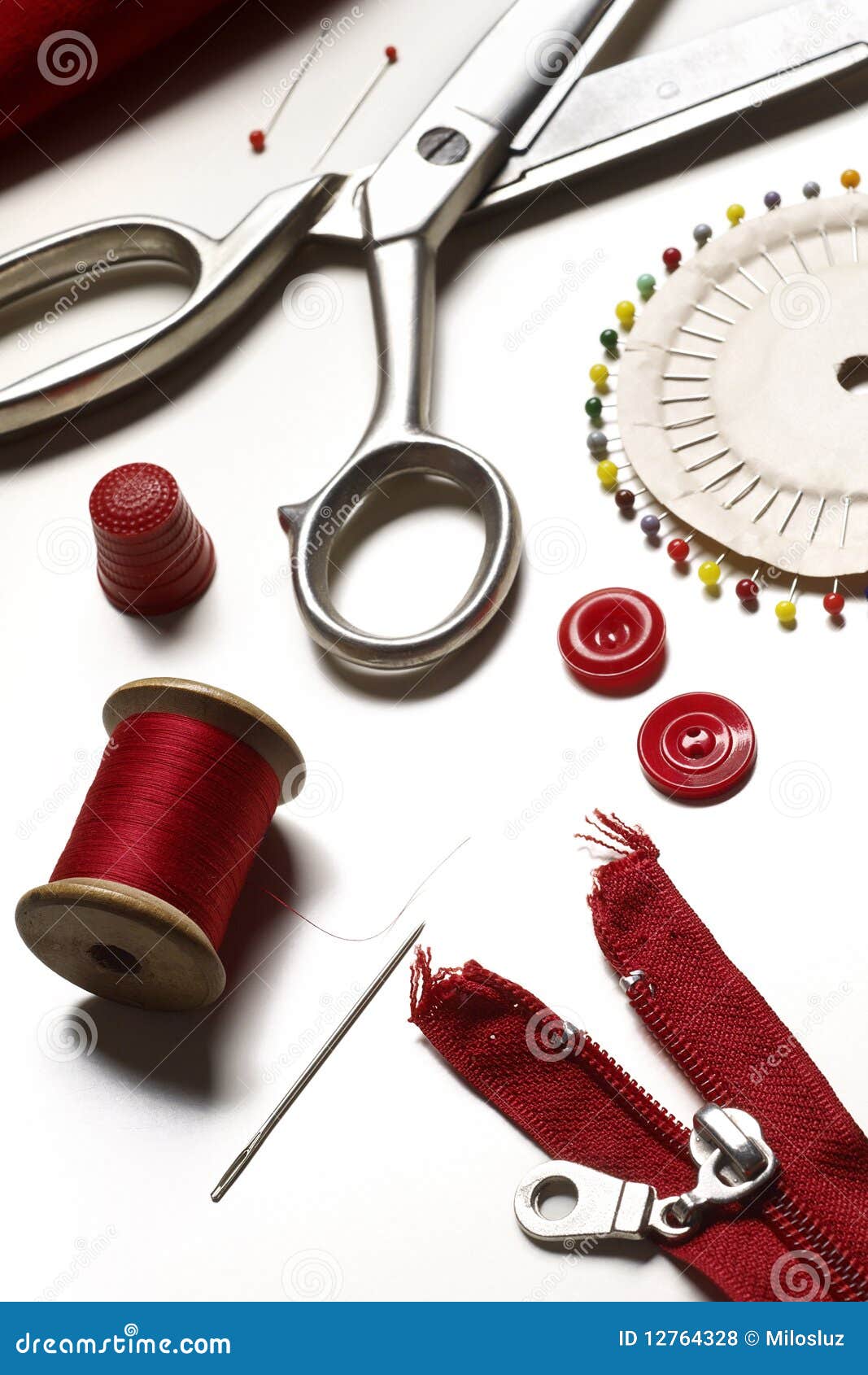 Tailoring stock photo. Image of scissors, needle, zipper 12764328