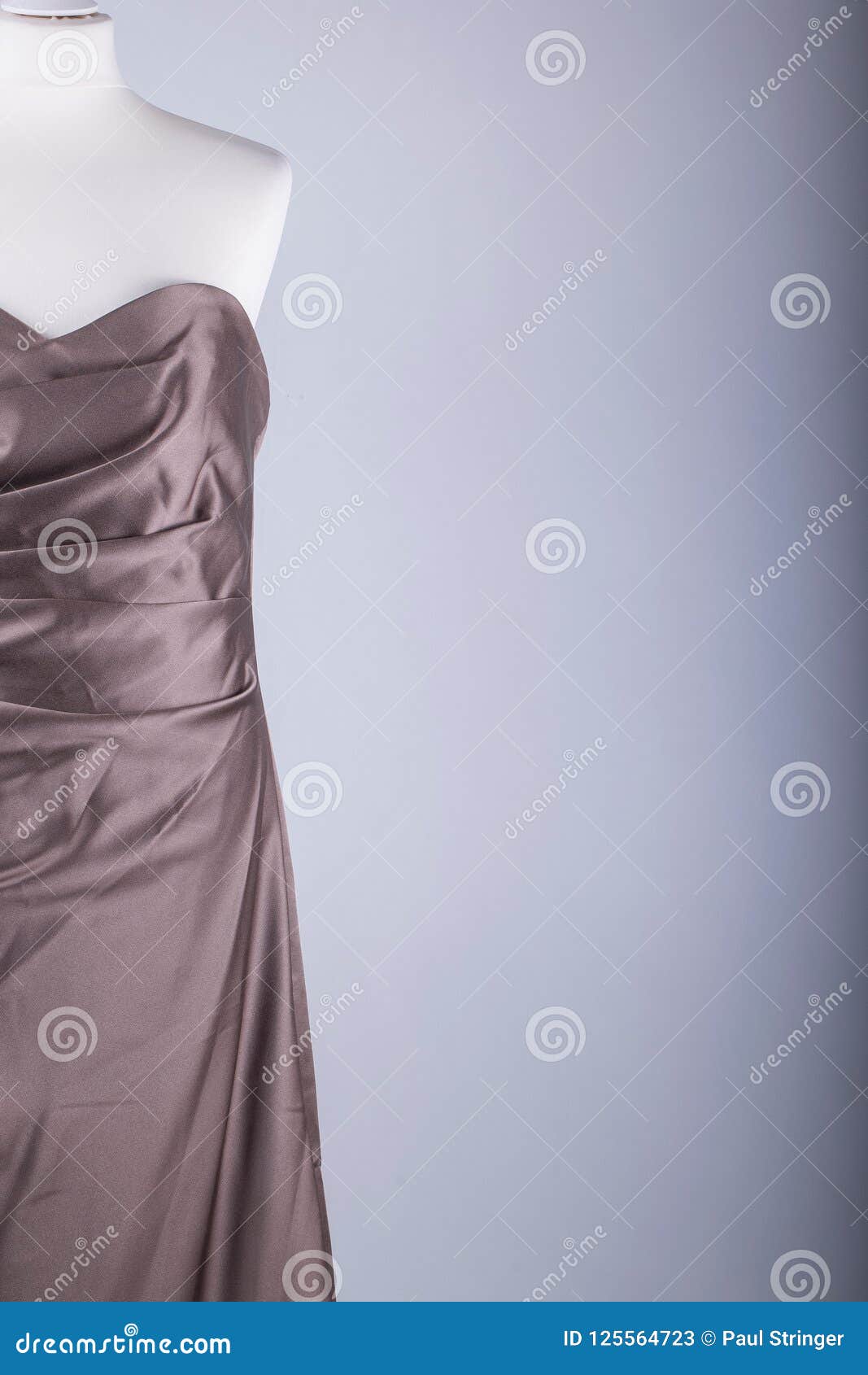Tailors Mannequin Dressed in a Long Gold Satin Dress Stock Image ...