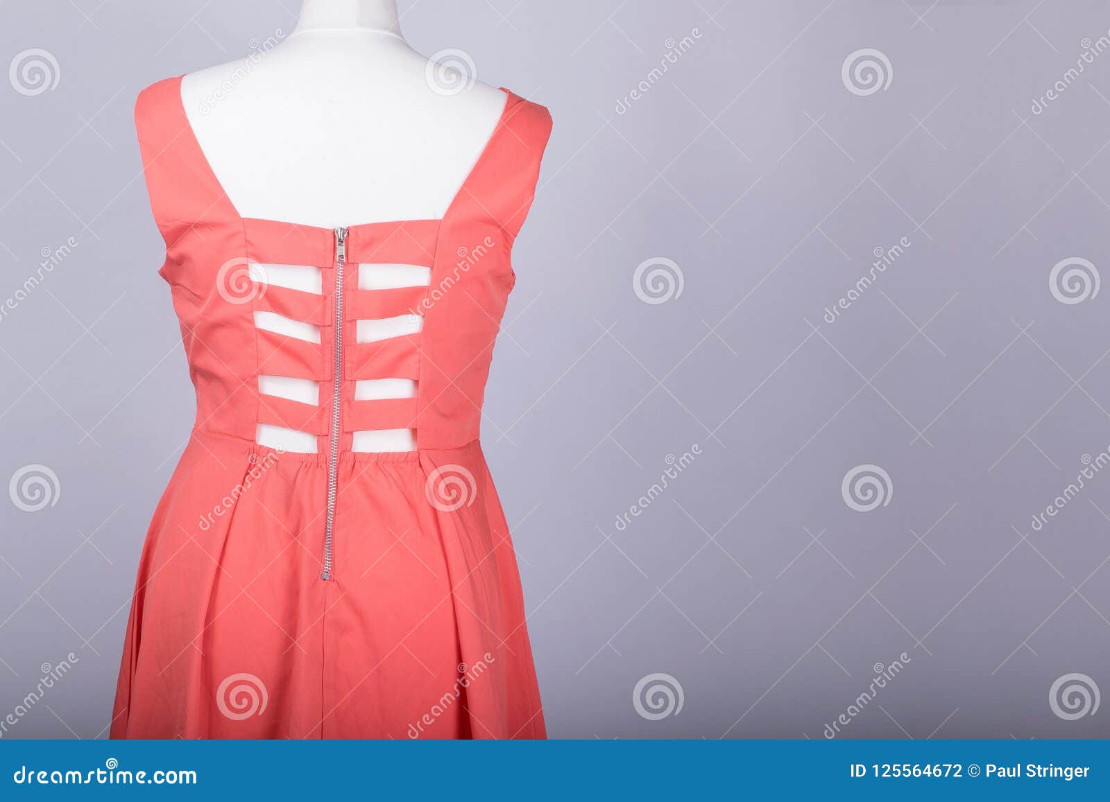 Tailors Mannequin Dressed in a Pink Dress with Strappy Back Stock Photo ...