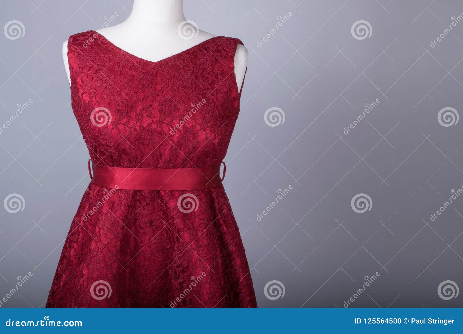 Tailors Mannequin Dressed in a Red Floral Netted Dress Stock Photo ...