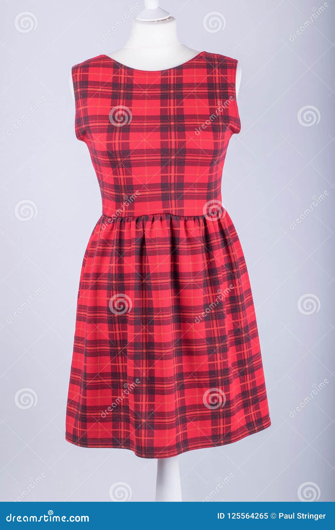 Tailors Mannequin Dressed in a Red Tartan Dress Stock Image - Image of ...