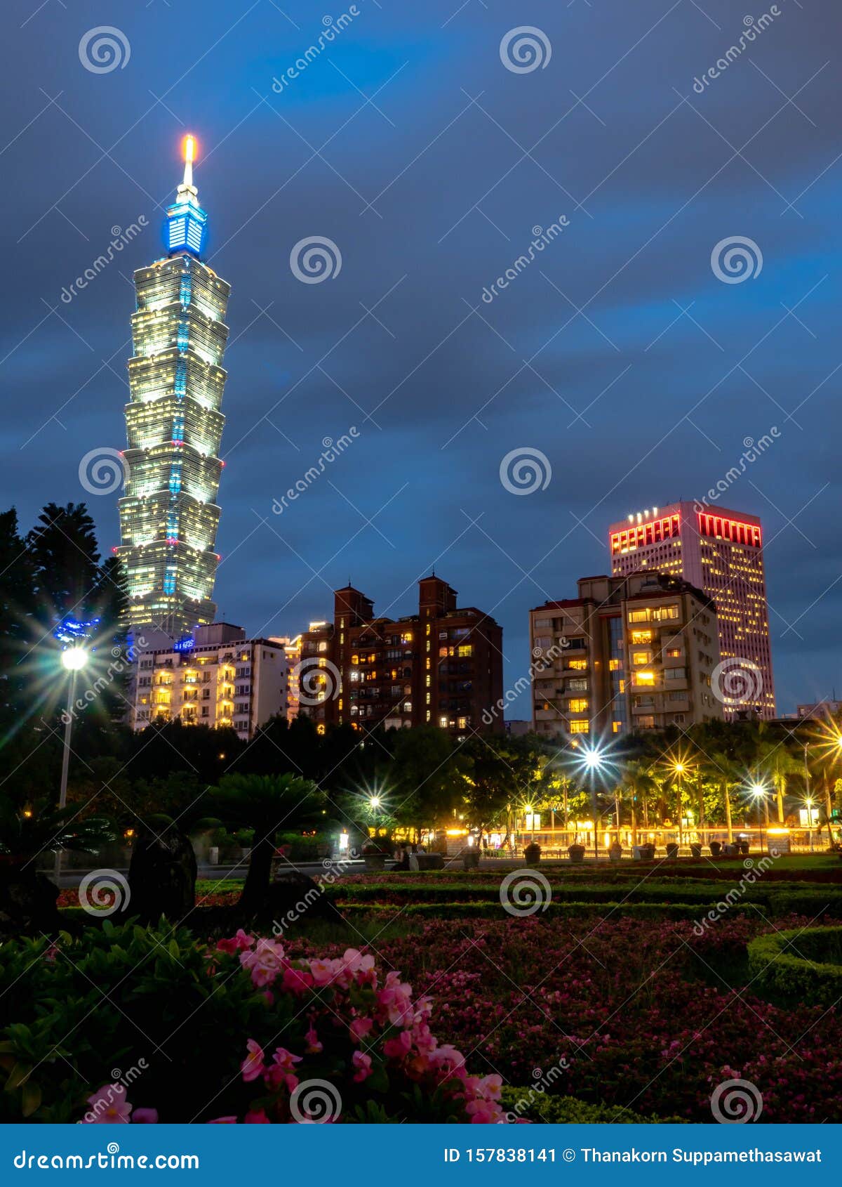 TAIPEI, TAIWAN May 16, 2019: Taipei 101 Skyscraper In Taipei, Taiwan May 16, 2019: Graffiti Of Adidas 101 Logo