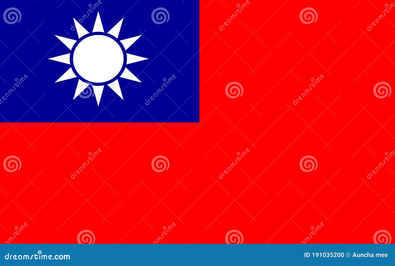 Taiwan Flag On Red Background. Stock Photo 191035200