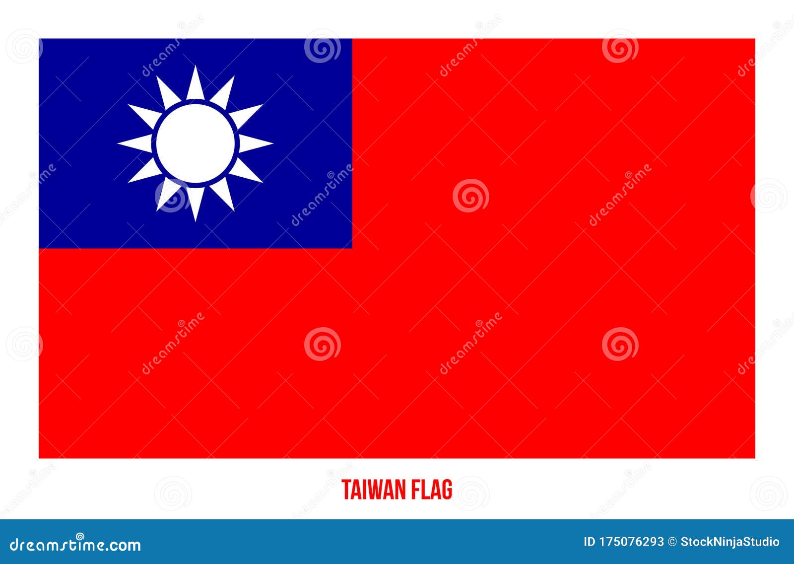Taiwan Flag Vector Illustration On White Background Taiwan National Flag Stock Vector Illustration Of Background Flagpole 175076293