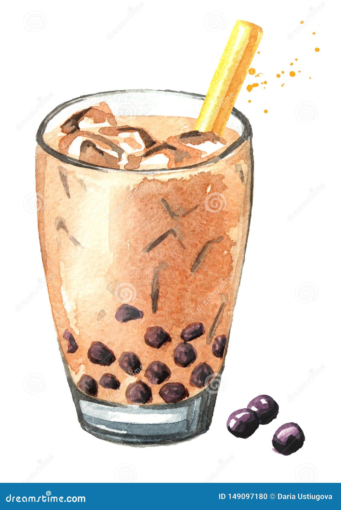 pic Bubble Tea Drawing Realistic https www dreamstime com taiwan milk bubble tea food concept watercolor hand drawn illustration isolated white background image149097180