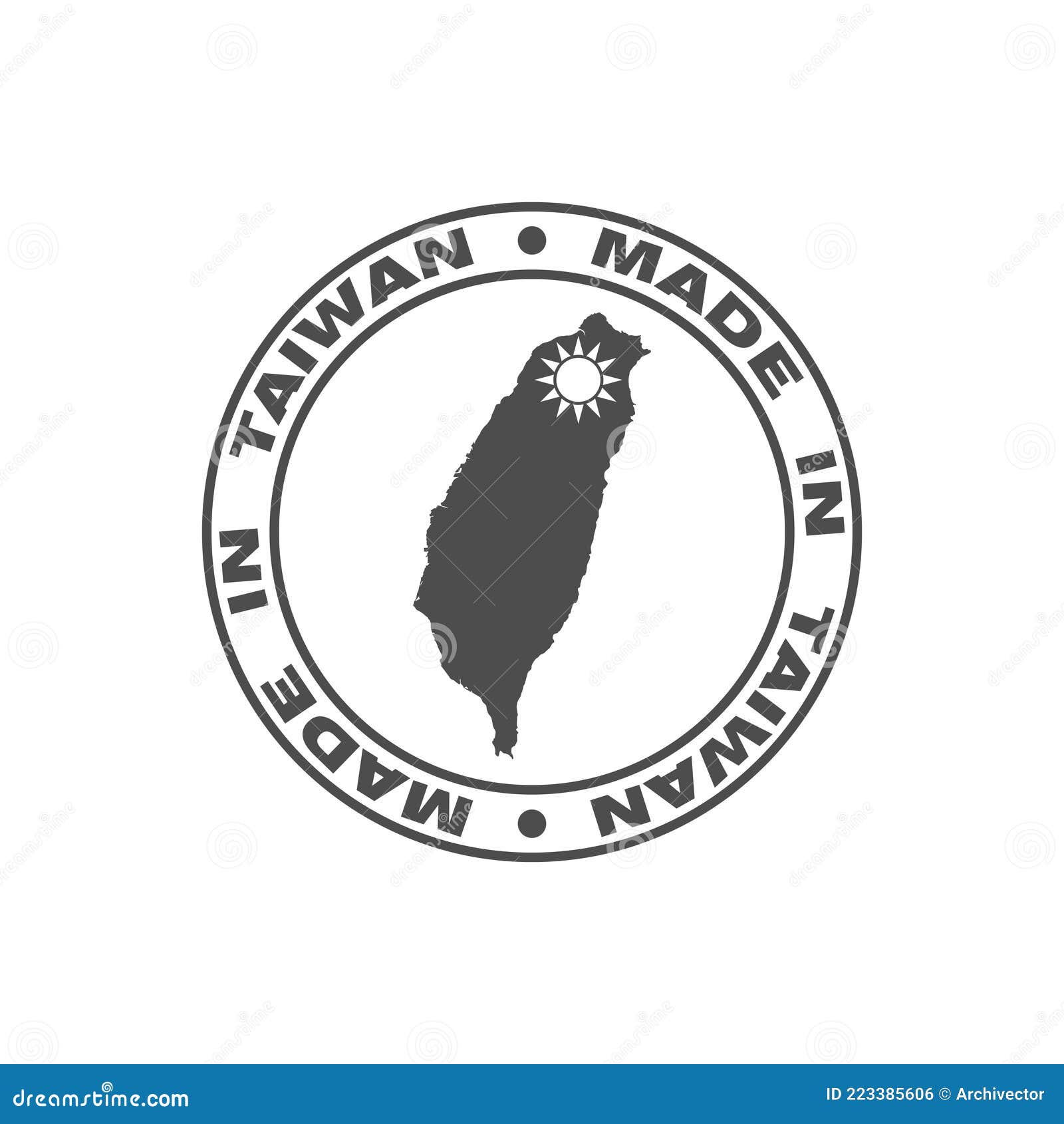 Label made in Taiwan stock vector. Illustration of product 223385606