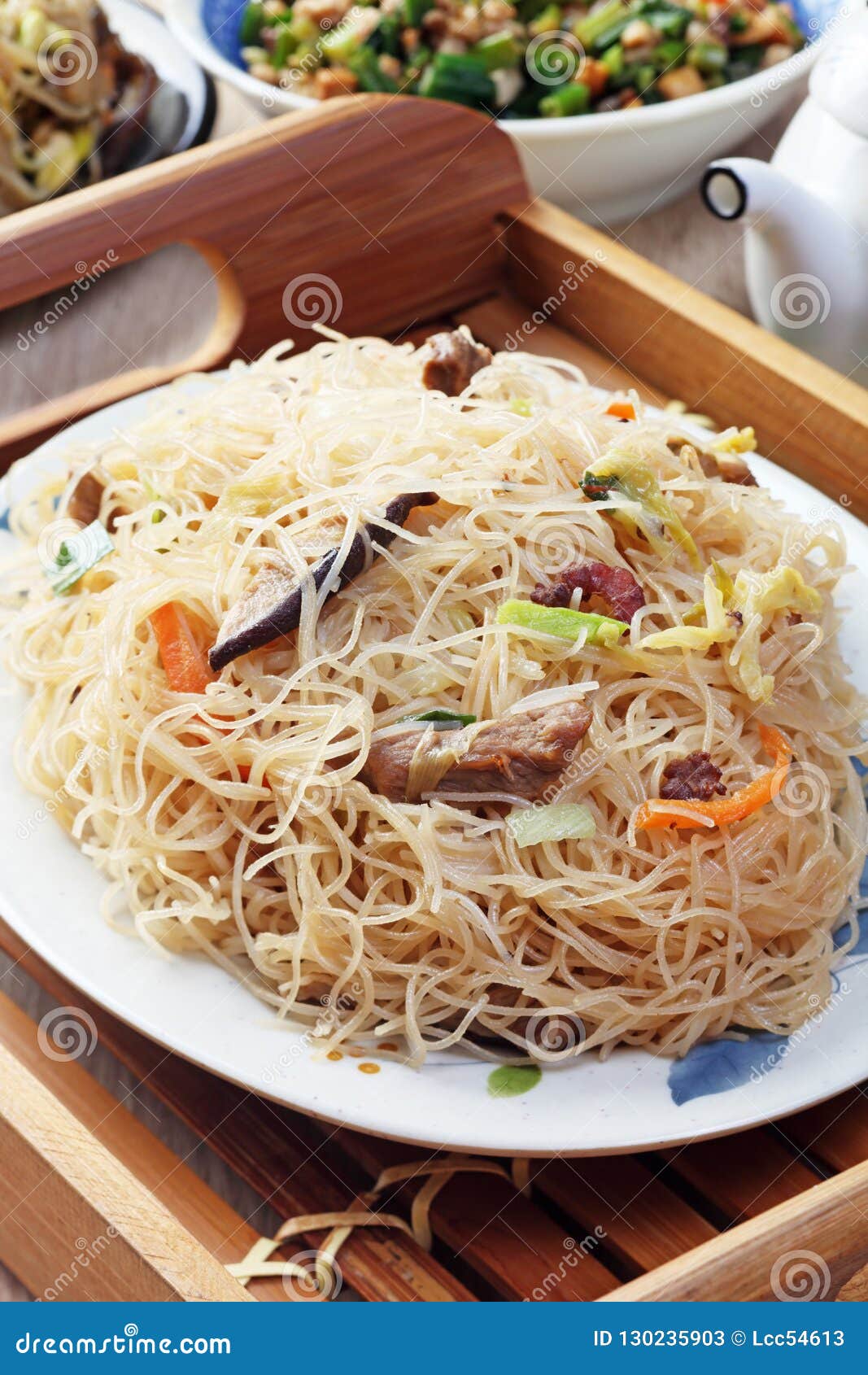 Stir fried rice noodles stock image. Image of delicious - 130235903