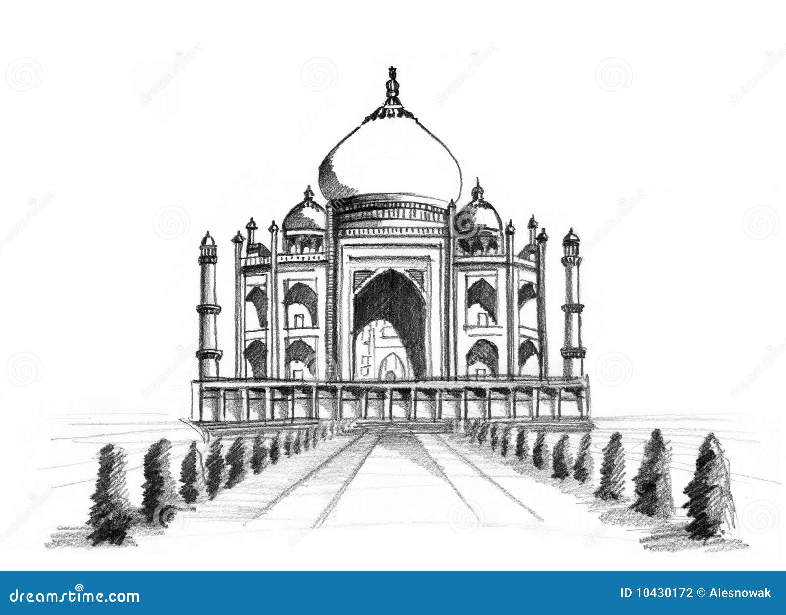 Taj Mahal sketch  ink on paper  Kelly Goss Art