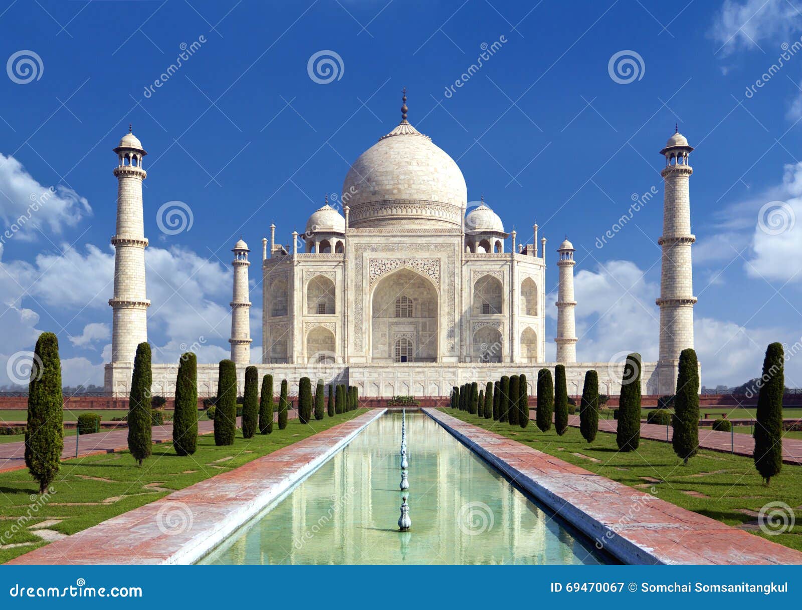 taj mahal, agra, india - monument of love in blue sky