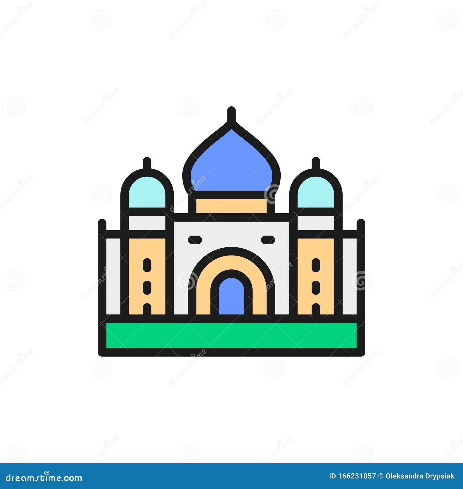 Taj Mahal, Punto De Referencia De Agra, India Icono De Línea Plana De Color  Ilustración del Vector - Ilustración de silueta, hinduismo: 166231057