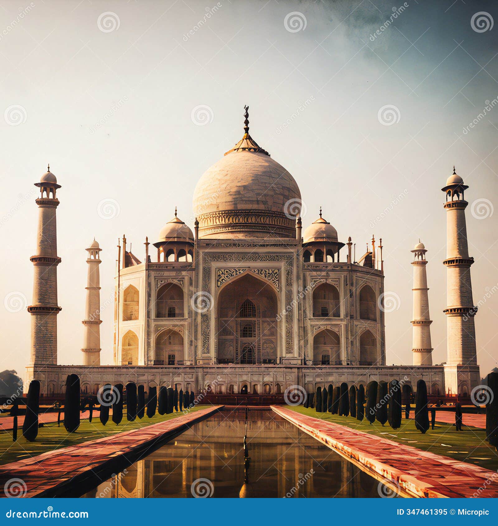 taj mahal vintage old filter picture image from front side