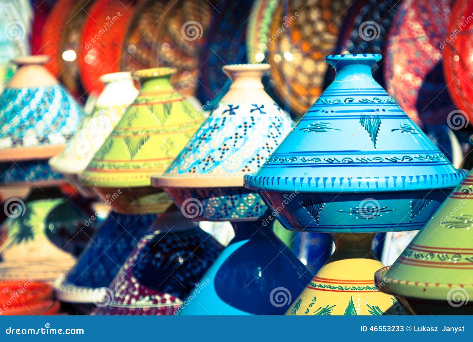 Tajines in De Markt, Marrakech, Marokko Stock Afbeelding Image of