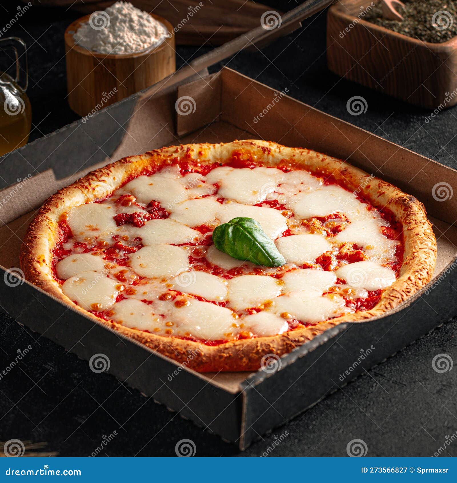 Take Away Backed Margherita Pizza with Cheese Stock Image Image of pizza, dish 273566827