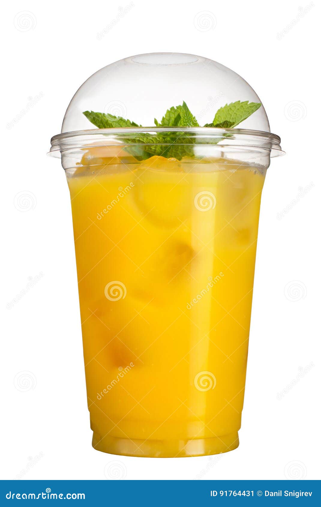 Takeaway Drink. Refreshing Drink in a Plastic Cup. Pineapple Juice