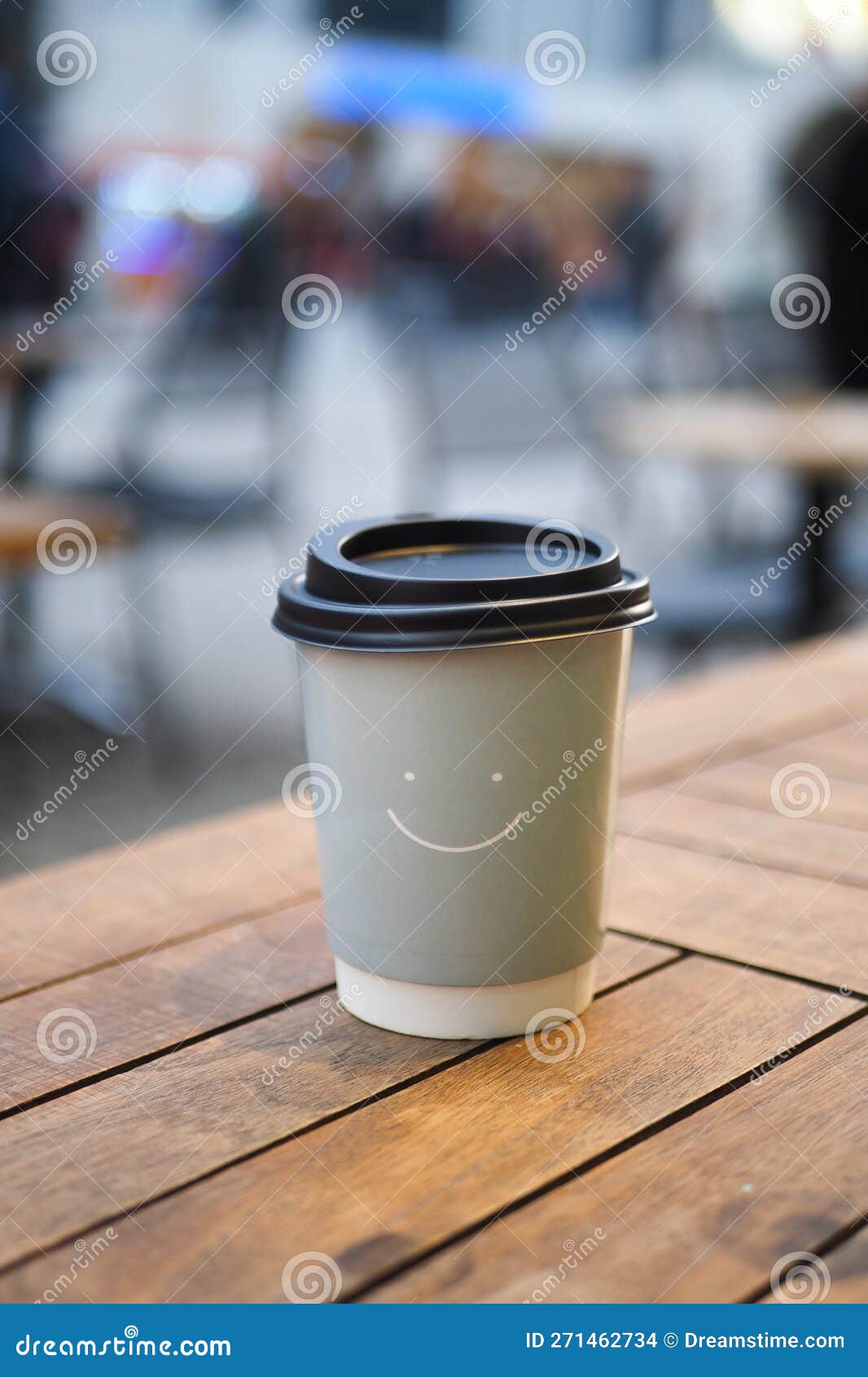 Take Away Paper Coffee Cup O on Cafe Table Stock Photo Image of logo