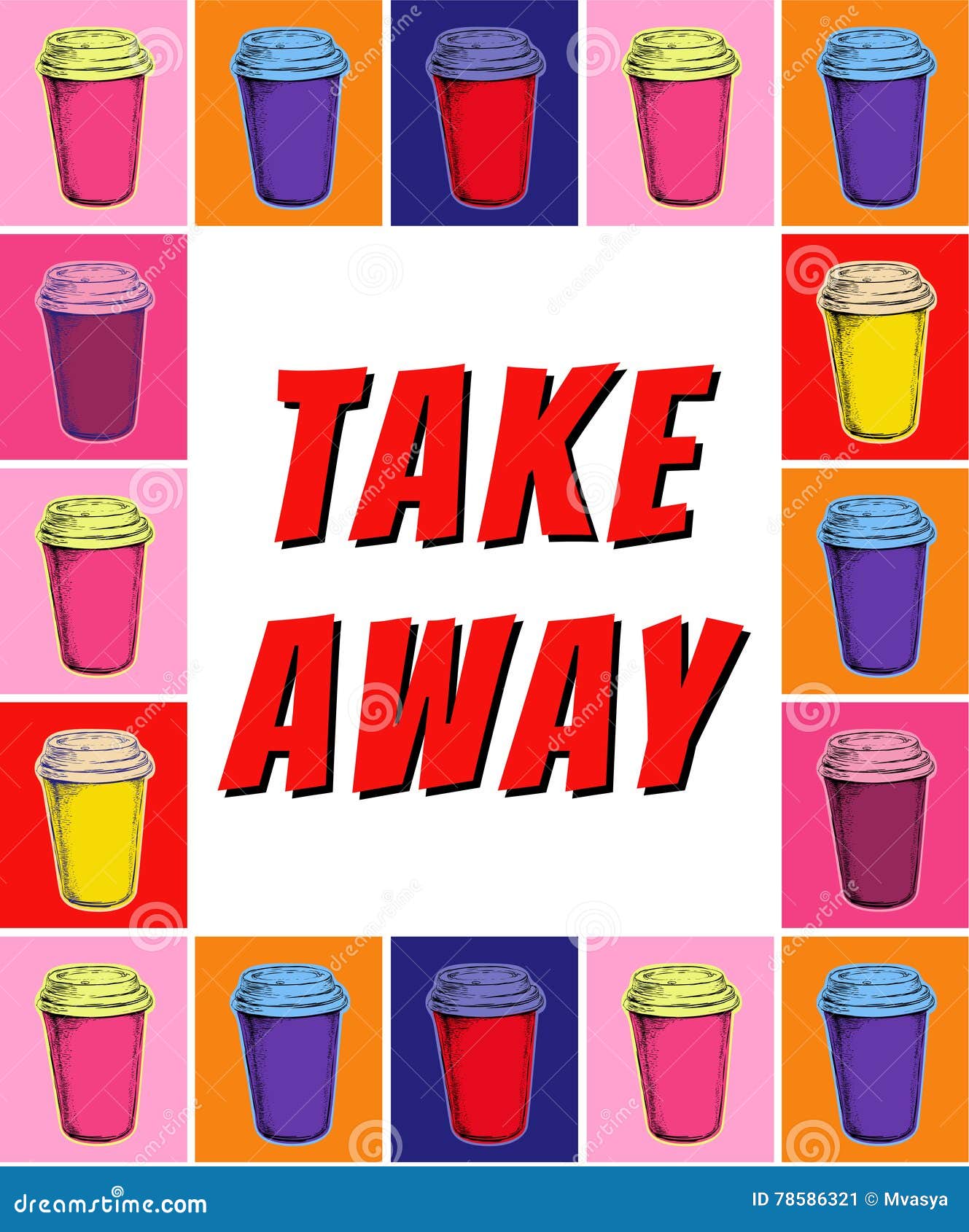 Take Away Paper Cup Coffee Menu Poster Stock Vector Illustration of