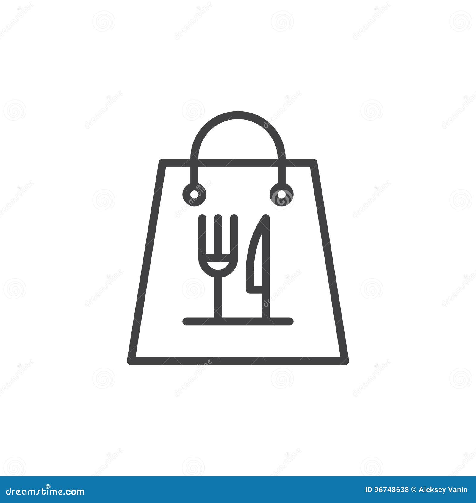 take away paper food bag line icon