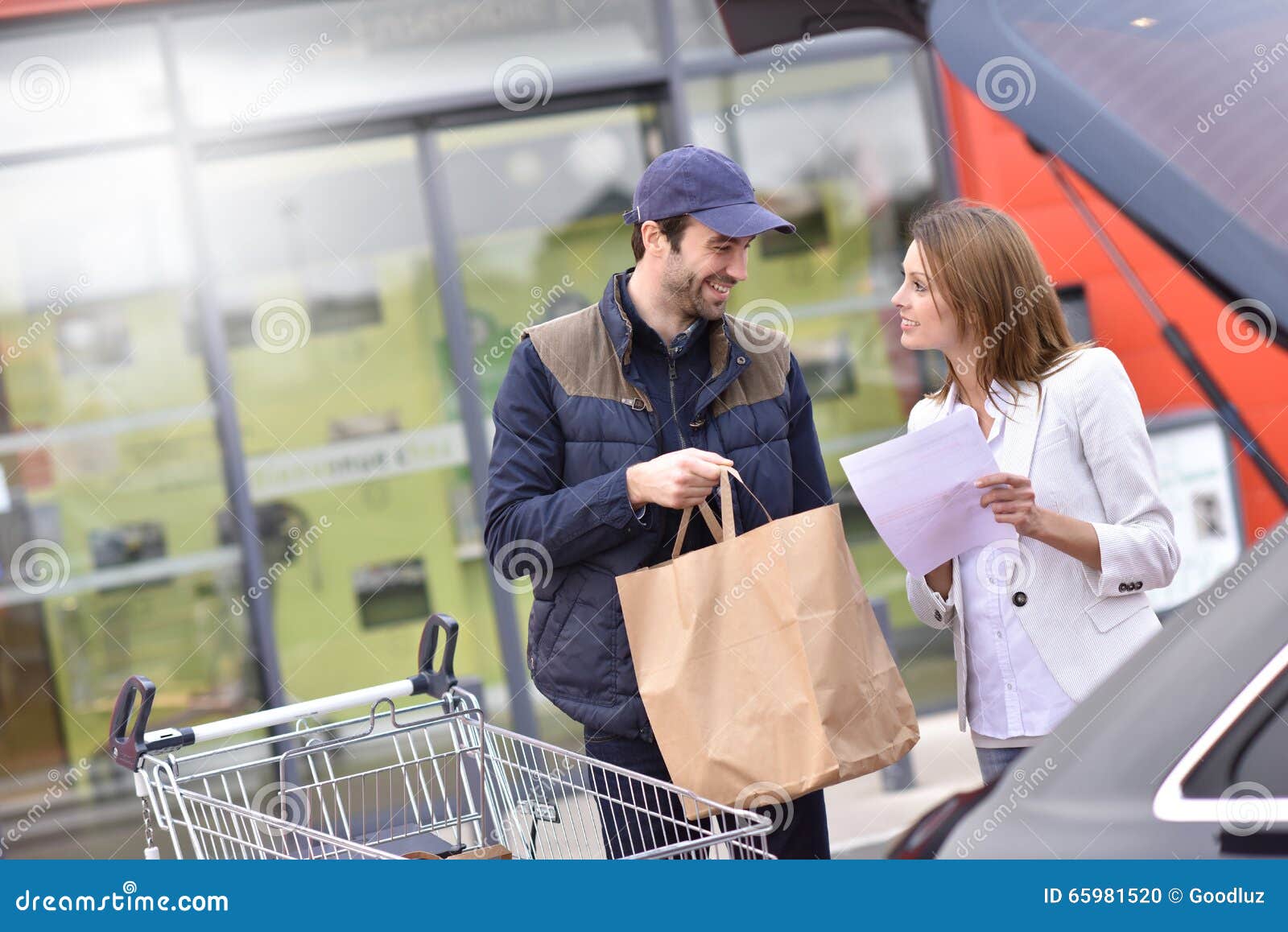 Takeaway Service of Groceries Stock Photo Image of trunk, customer