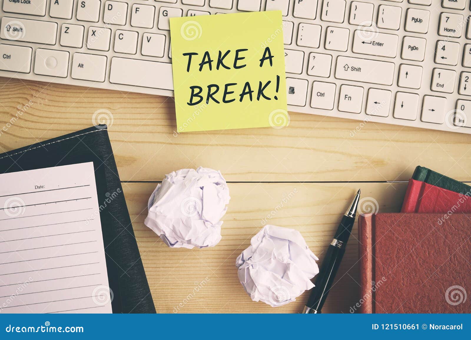 take a break text on yellow paper