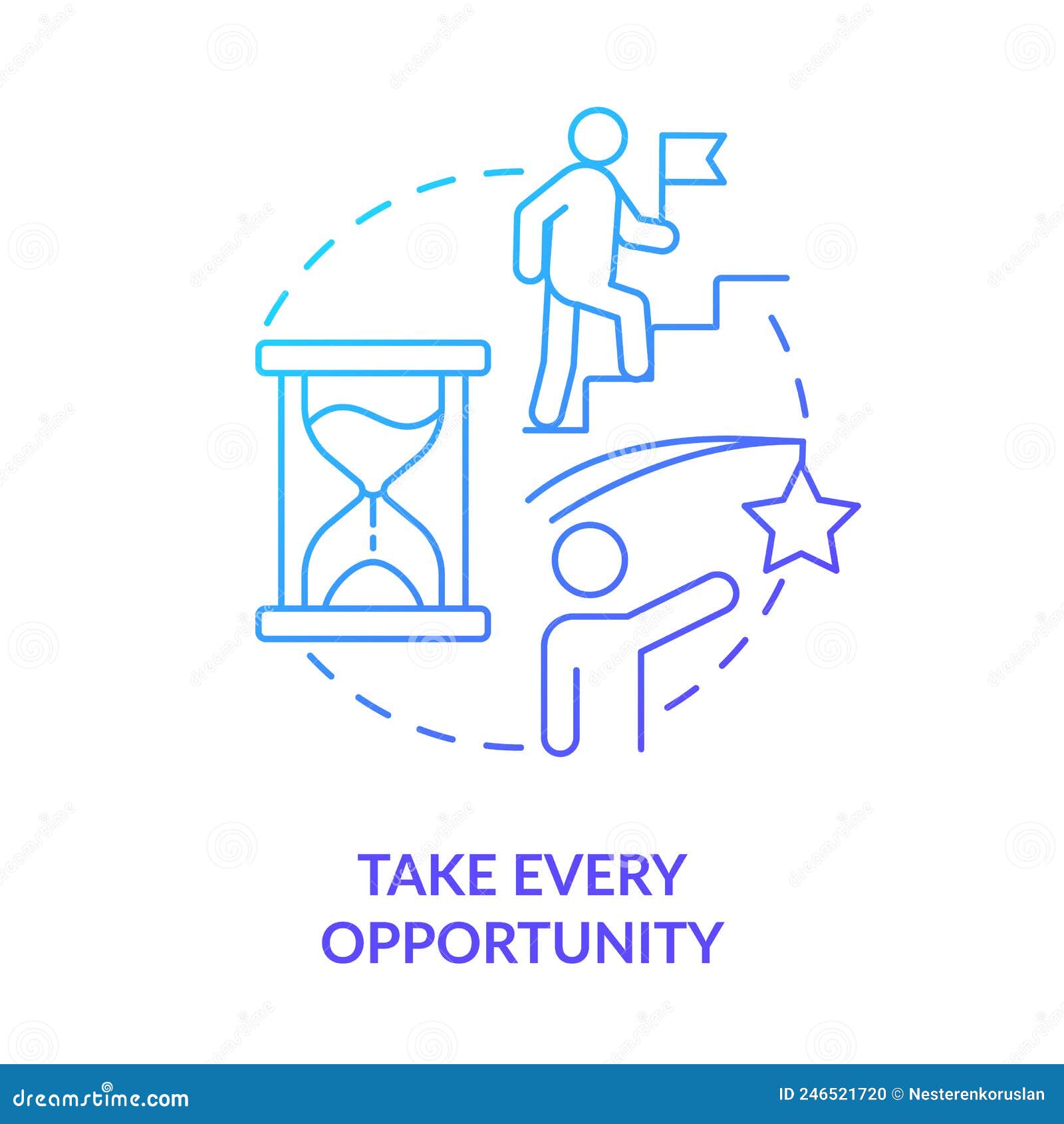 Take Every Opportunities Blue Gradient Concept Icon Stock Vector