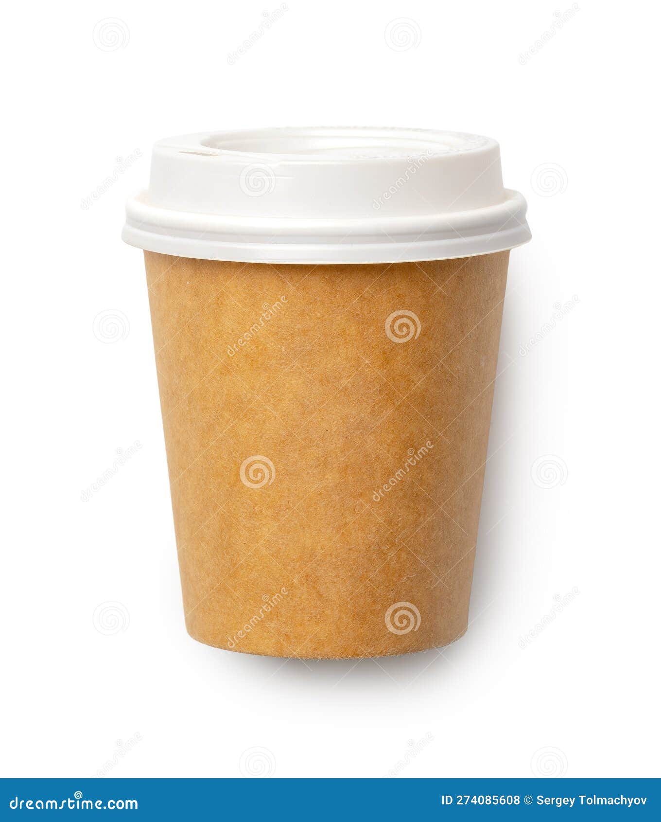 Take Out Coffee Cup on a White Background Flat Lay Top View Stock Photo