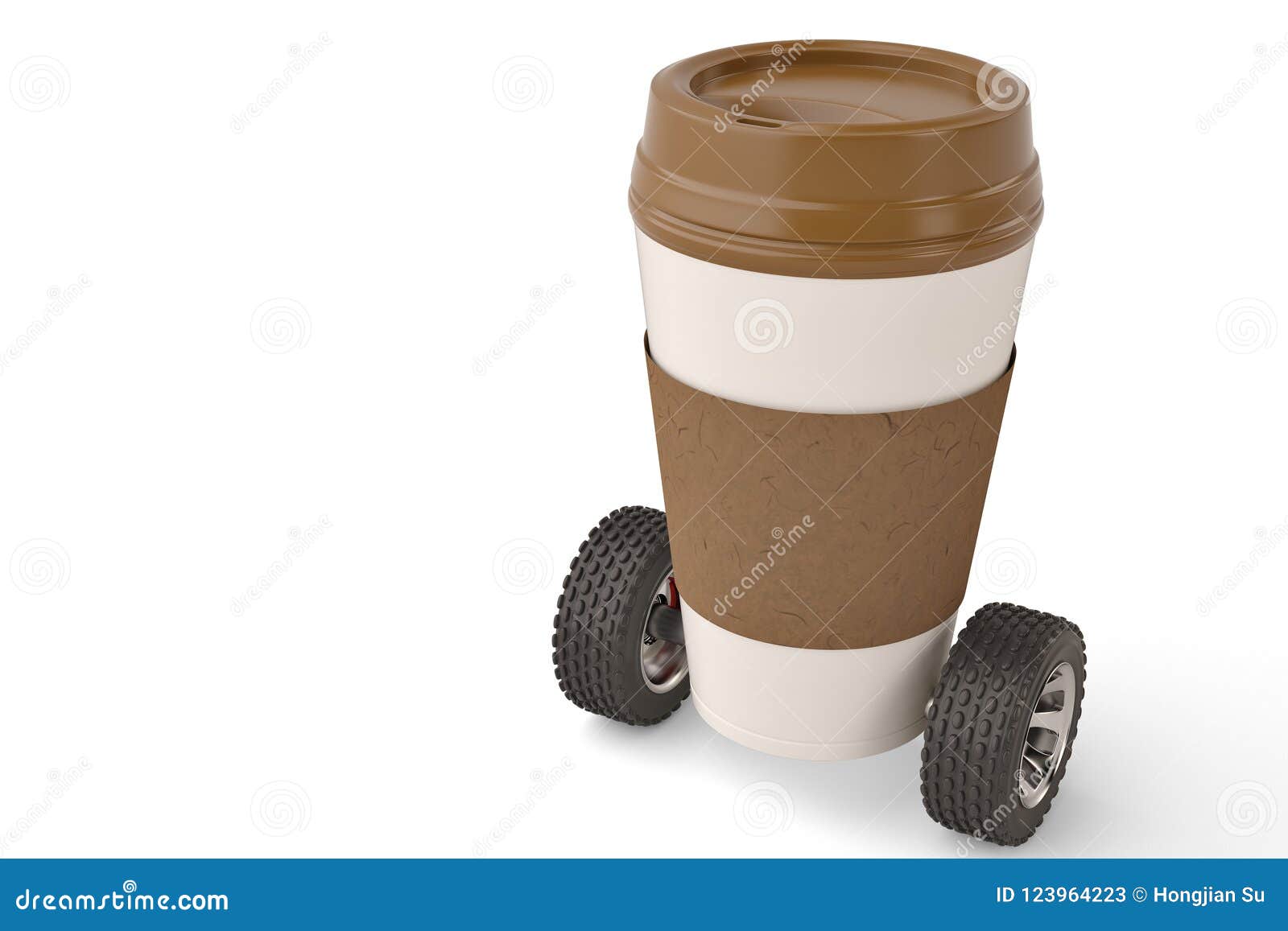 Take Out Coffee in Thermo Cup with Jet Engine 3d Illustration. Stock