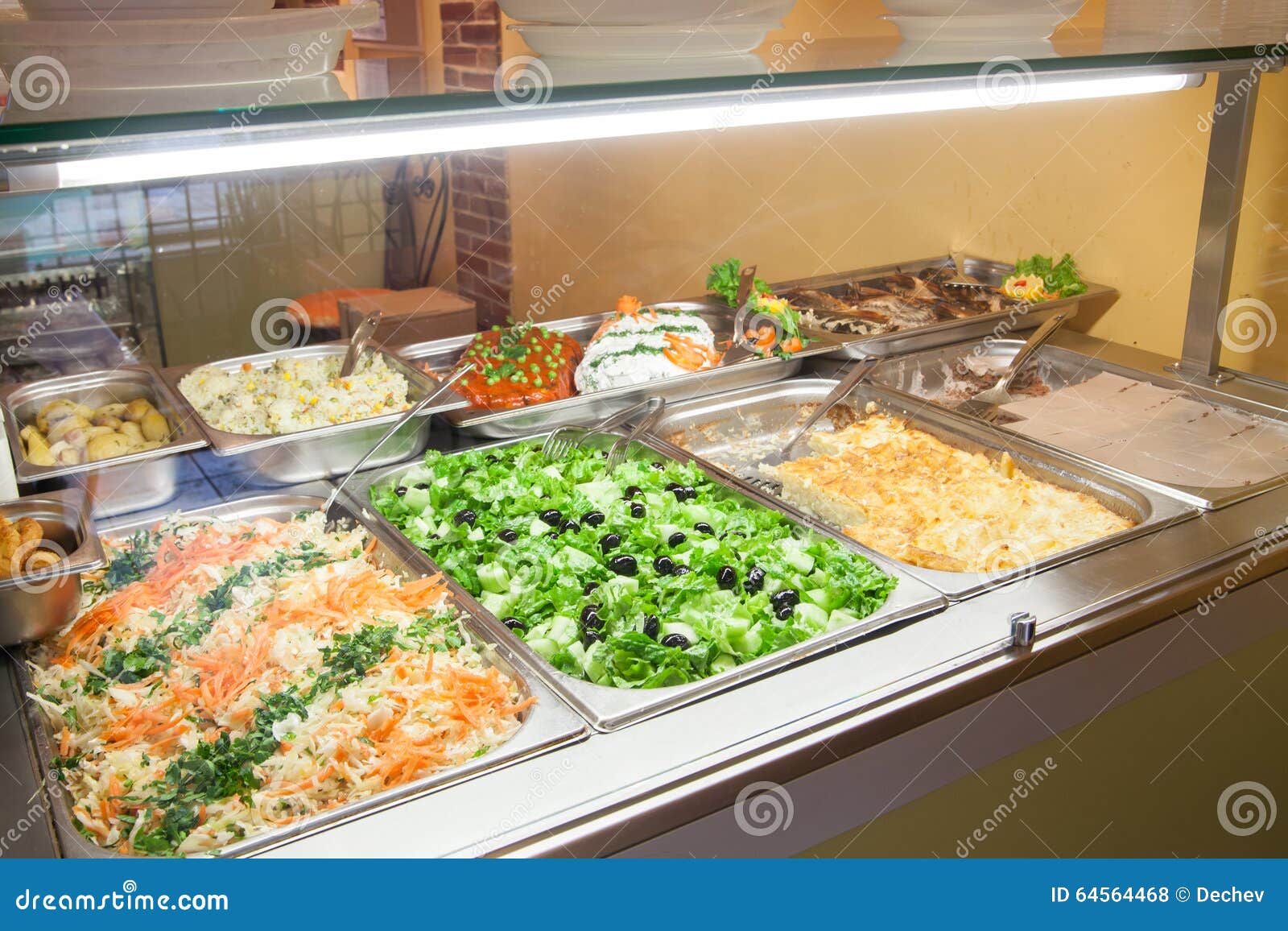 Takeout Food in Showcase Window Stock Photo Image of background