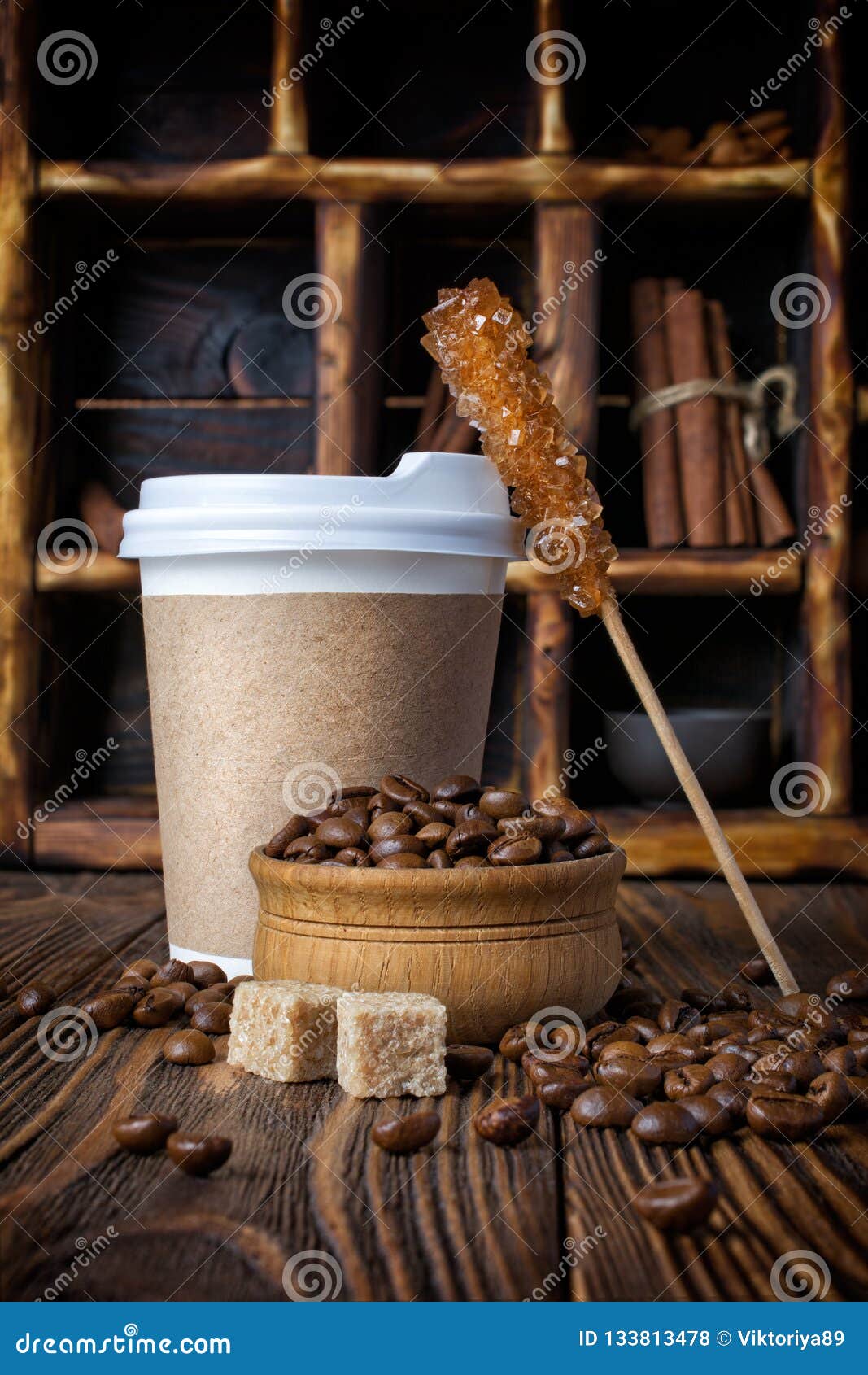 Download Take-out Mock-up Paper Cup With Coffee Beans And Sugar ...