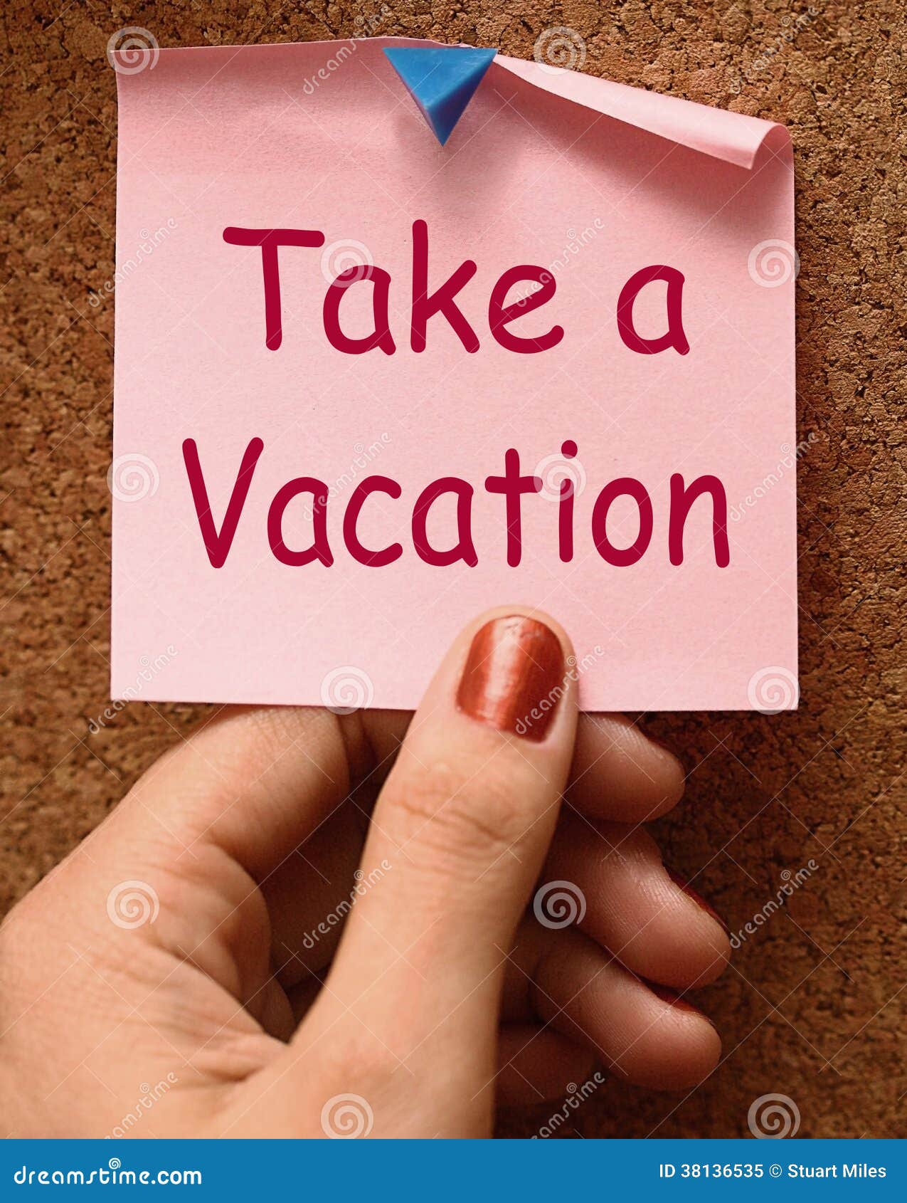 Take a Vacation Note Means Time for Holiday Stock Illustration