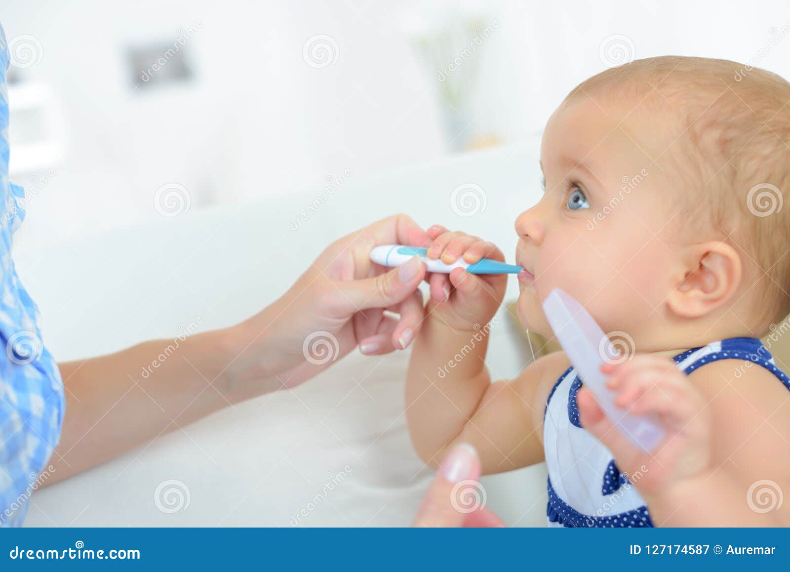 Taking a Baby`s Temperature Stock Image Image of childhood, cold