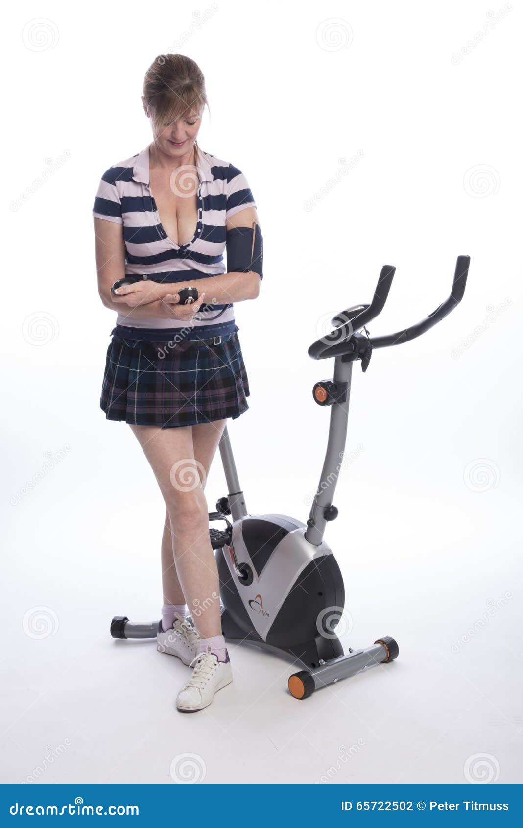 Taking Blood Pressure after Exercise Bike Ride Stock Photo Image of