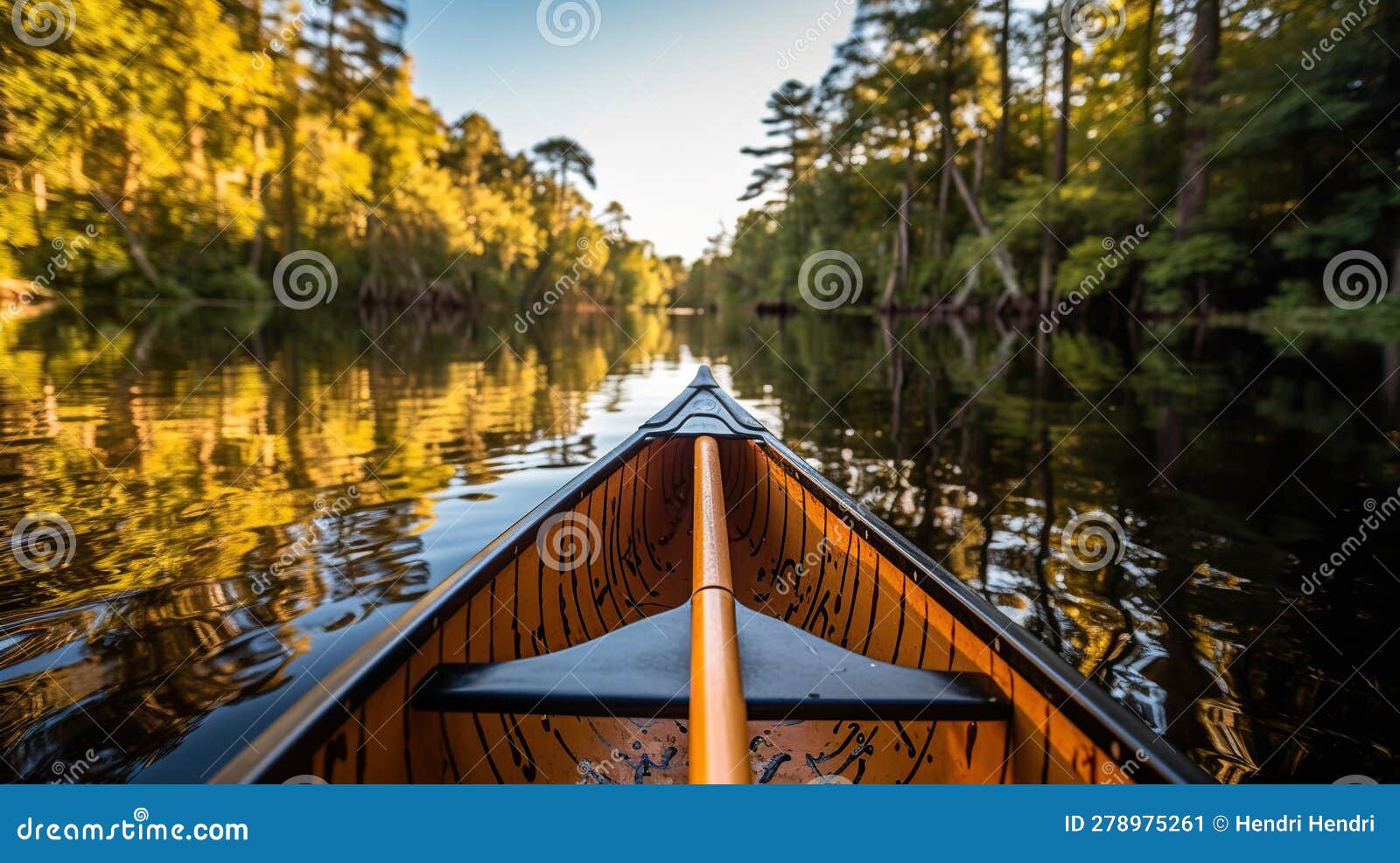 Taking Boat Ride or Canoe Around Lake. AI Generated Stock Image Image